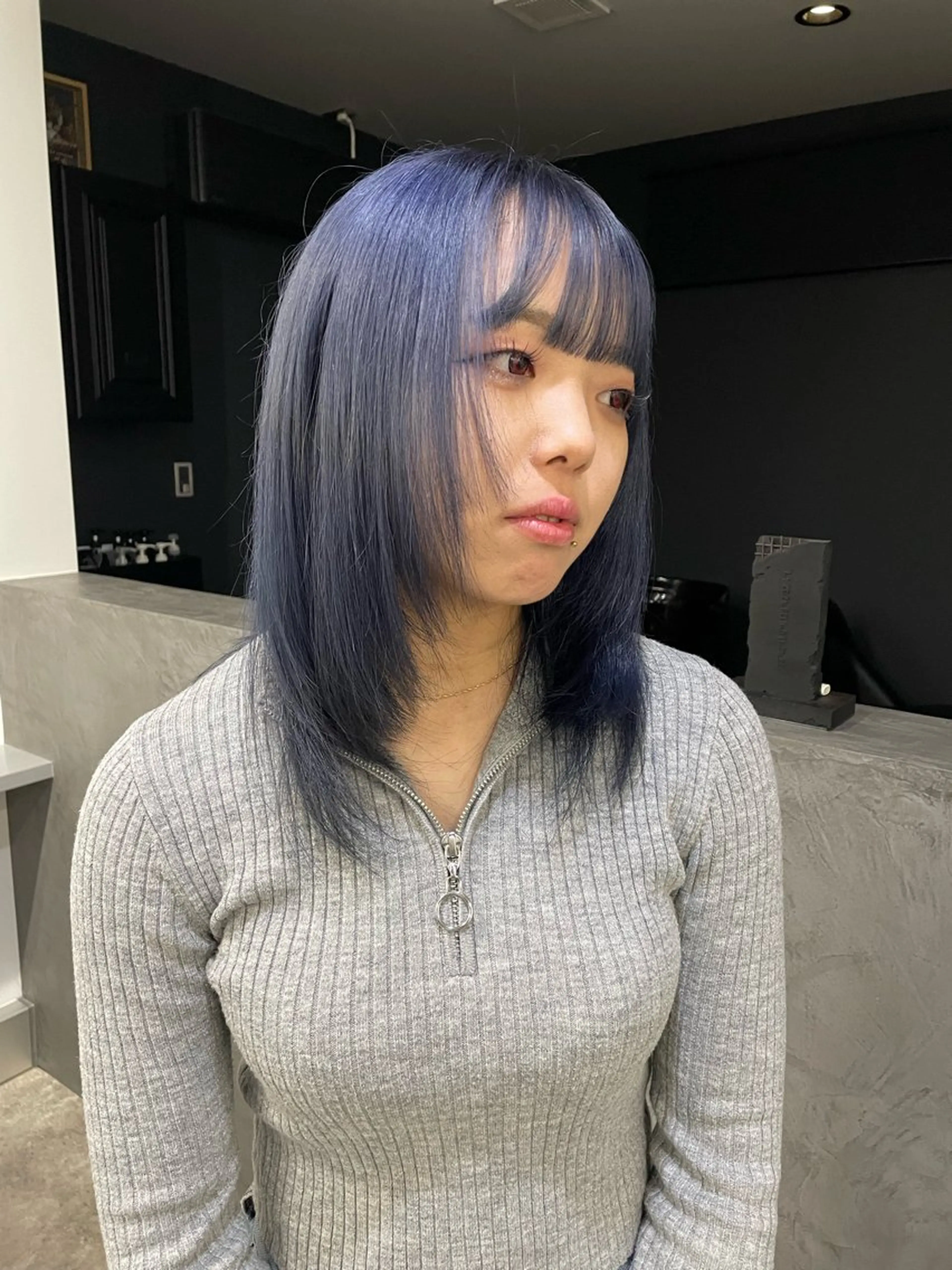 ミディアム カラー ブルーカラー 似合わせカット ヘアカラー トリートメント men'scut募集 /艶カラー/上杉健太のヘアスタイル