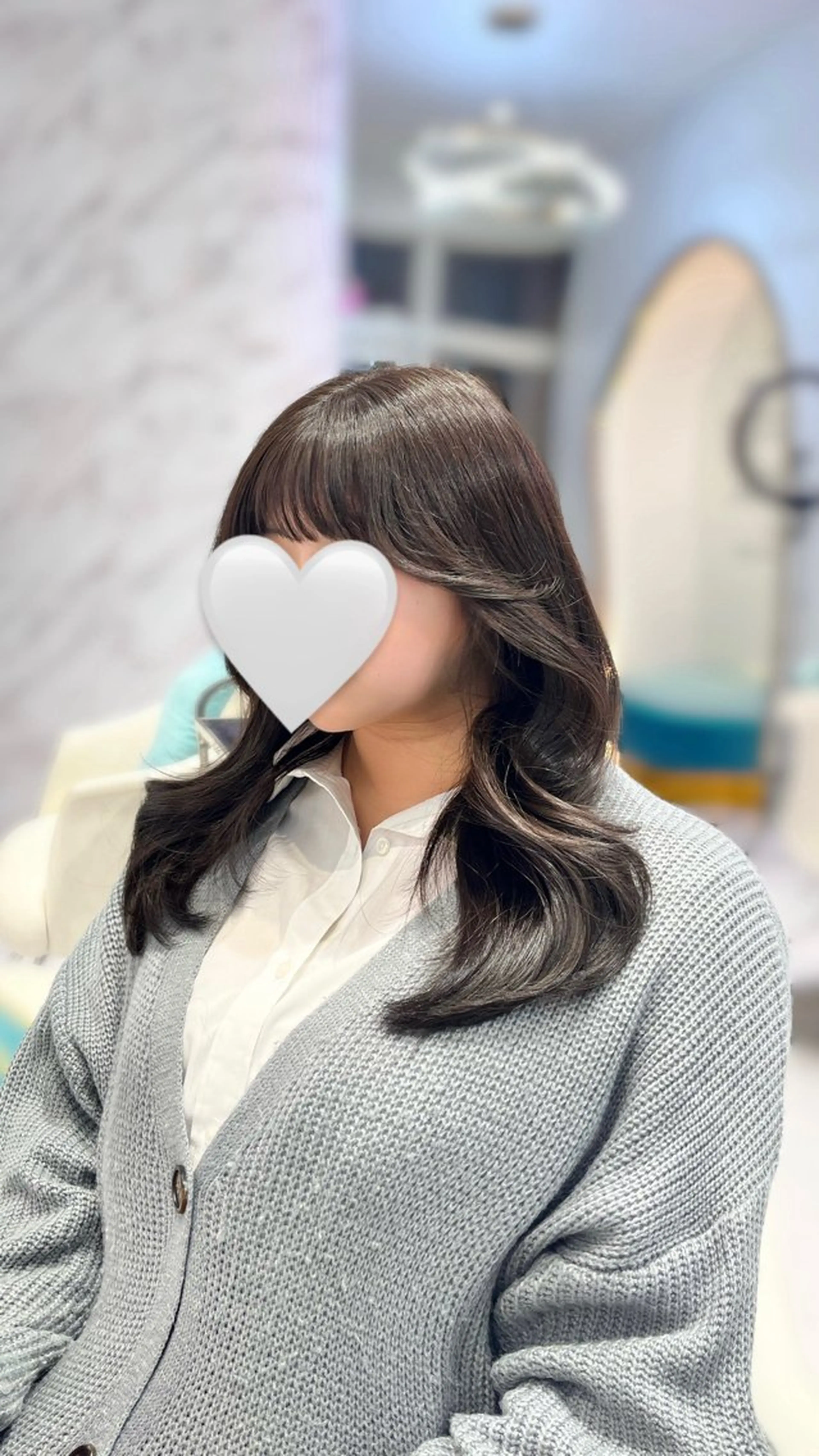 ロング カラー グレージュ 顔周りカット 小顔カット カット ヘアカラー トリートメント 名古屋/透明感カラー /韓国ヘア/高木梨帆のヘアスタイル