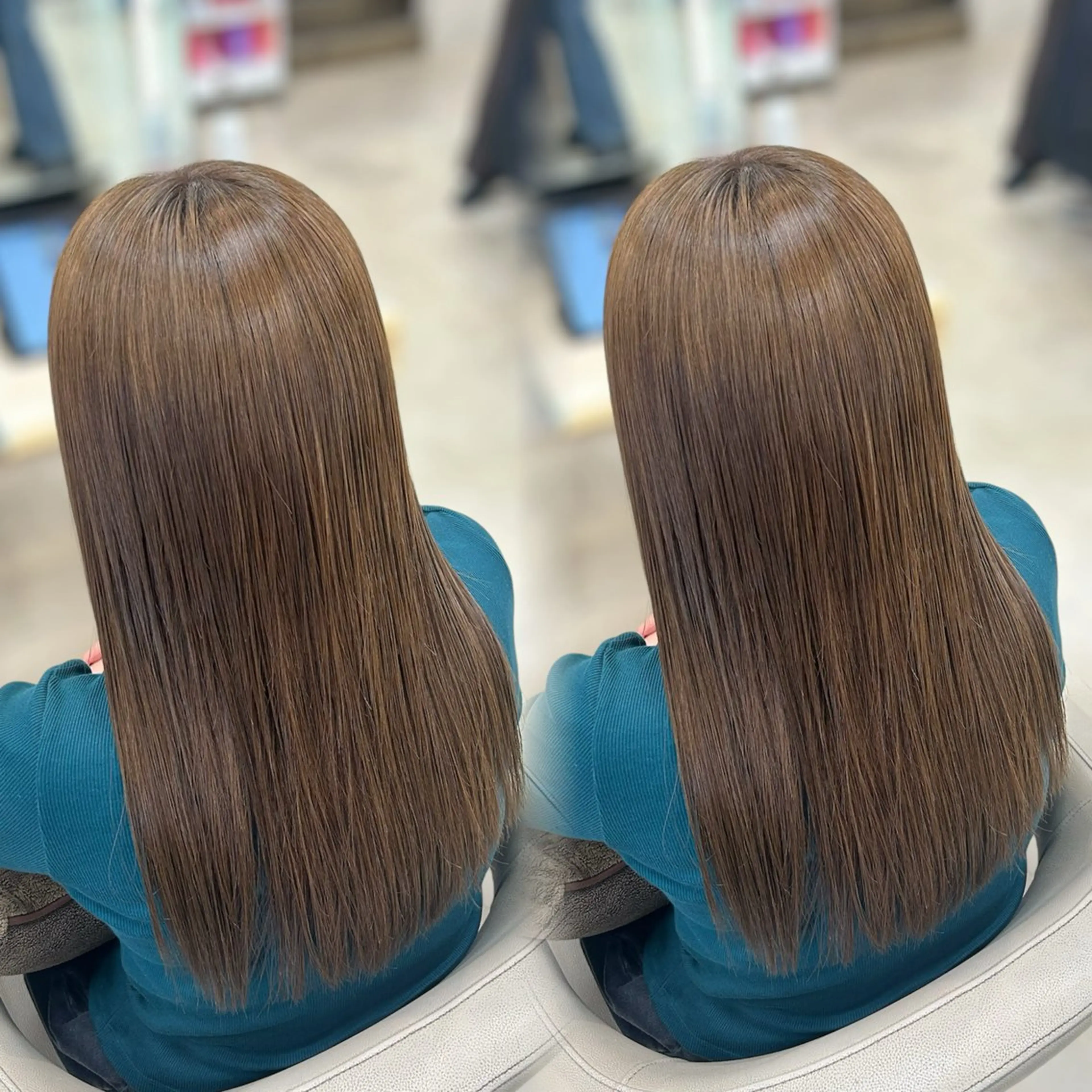 ロング カラー ヘアカラー トリートメント ヘッドスパ ヘアセット ベージュ/つや髪/ レイヤー／ゆいなのヘアスタイル