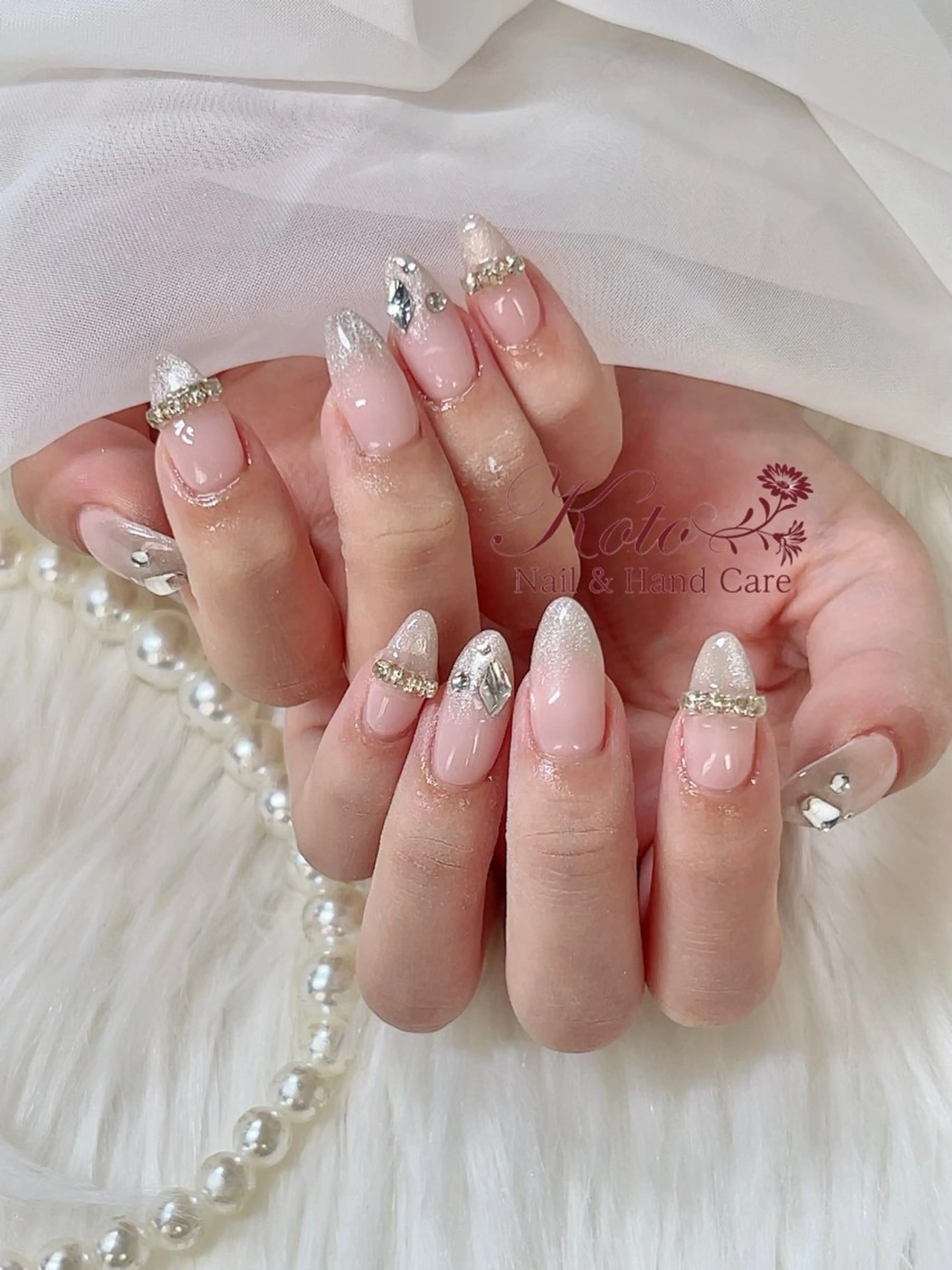 ネイル 長さ出し ジェルネイル 持ち込み ニュアンスネイル 赤色 ハンドネイル Nail Salon KOTOのネイルデザイン