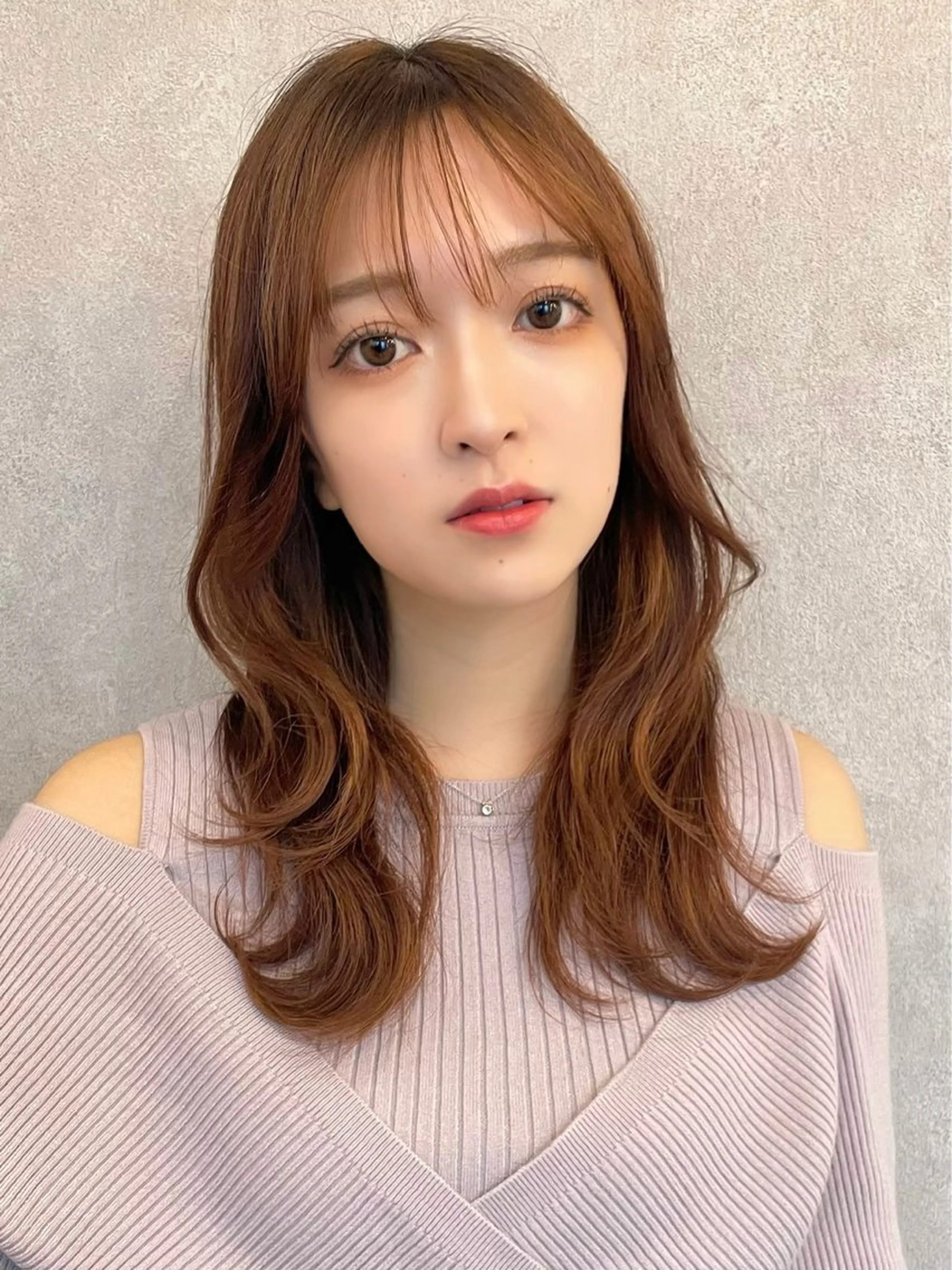 ロング カット ヘアカラー トリートメント 新宿/韓国レイヤー/ 顔周りカット松本美晴のヘアスタイル