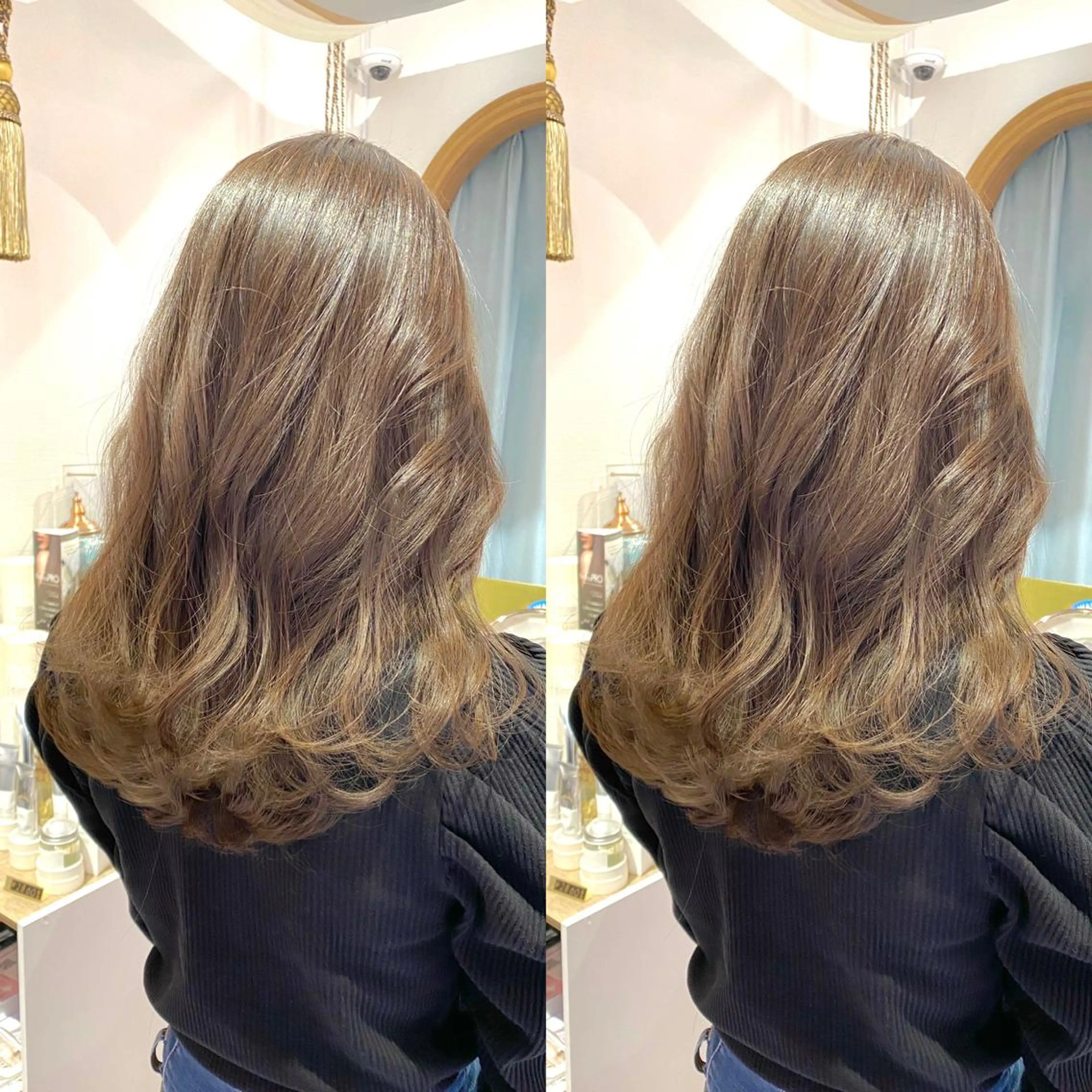 ミディアム カット ヘアカラー トリートメント レイヤーカット /透明感カラー西田のヘアスタイル