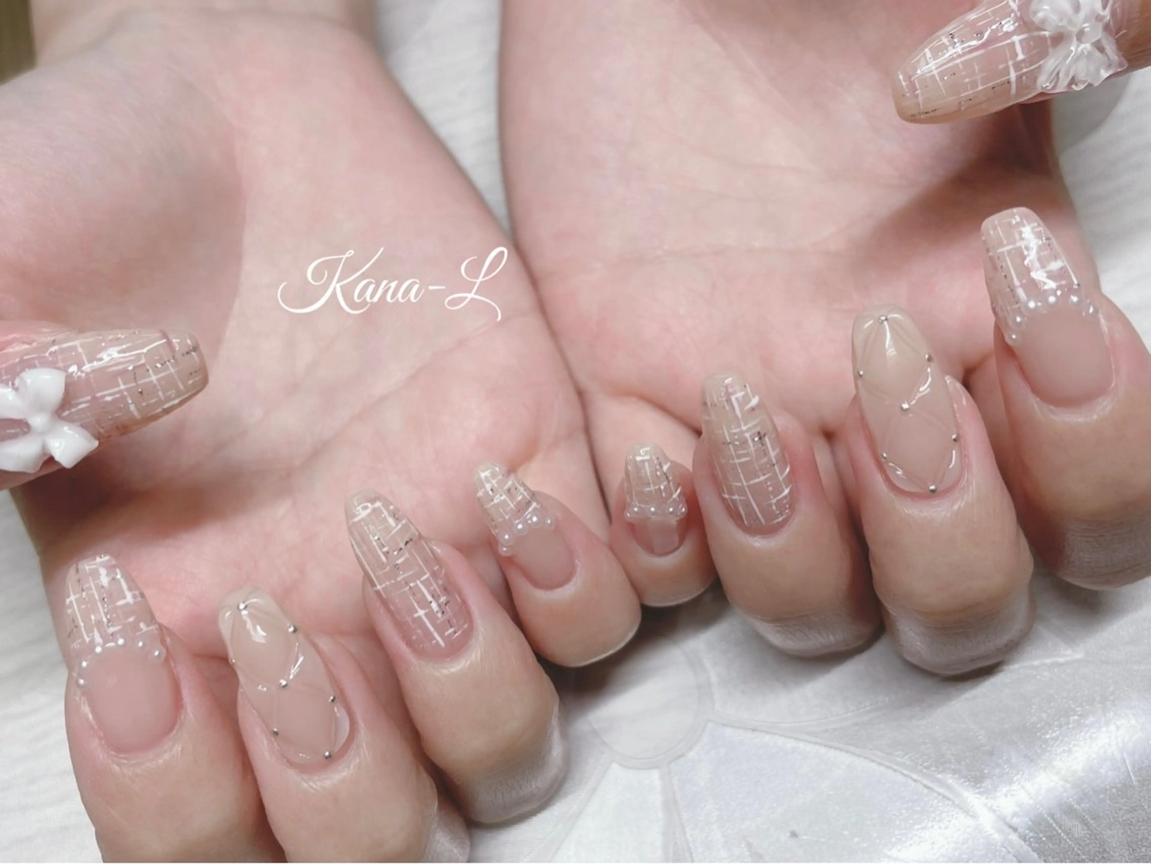 ネイル ジェルネイル 韓国ネイル パラジェル ツイードネイル ワンホンネイル 芦辺 香奈のネイルデザイン