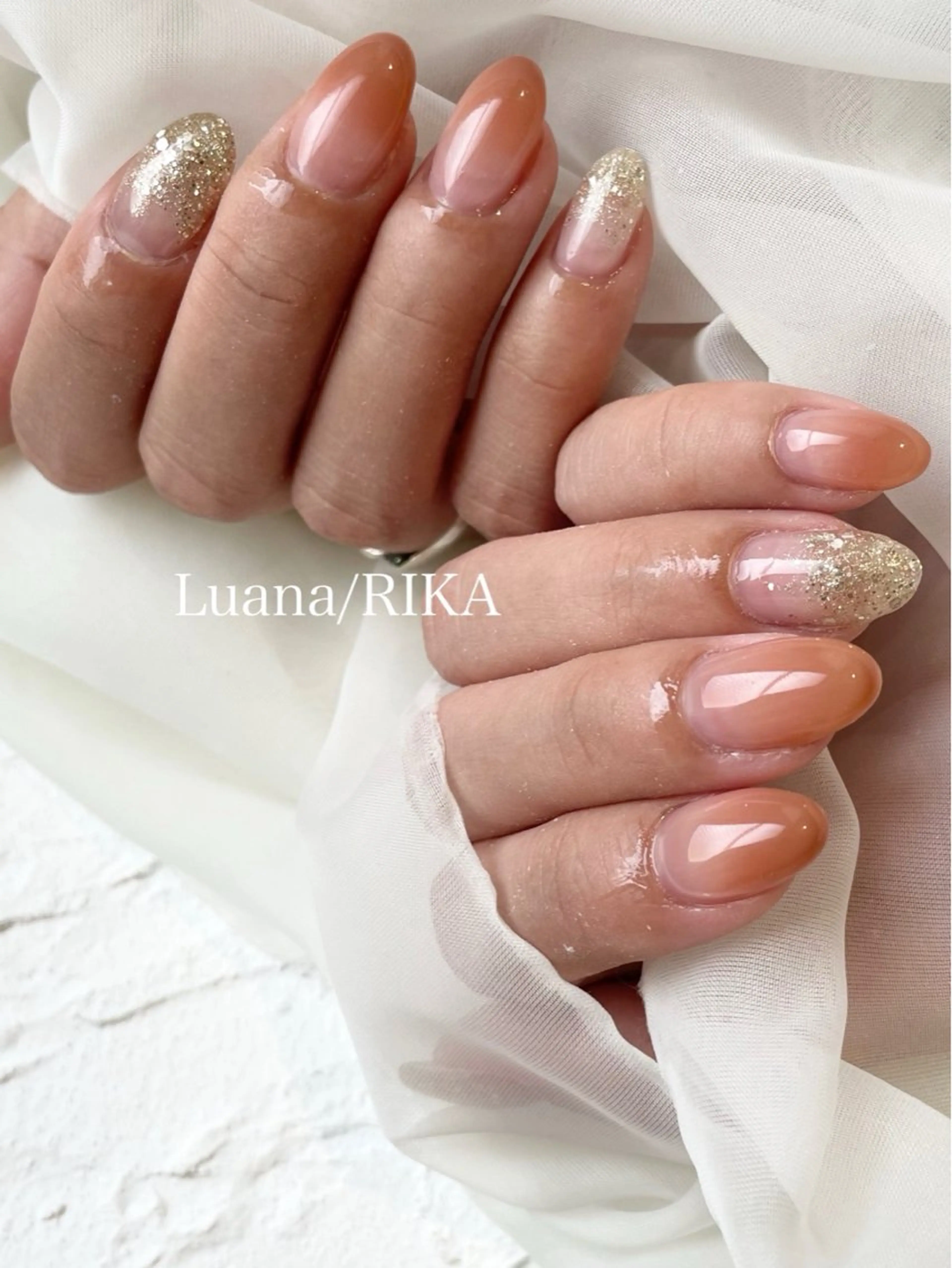 ネイル オレンジ Nail Salon Luana Rikaのネイルデザイン