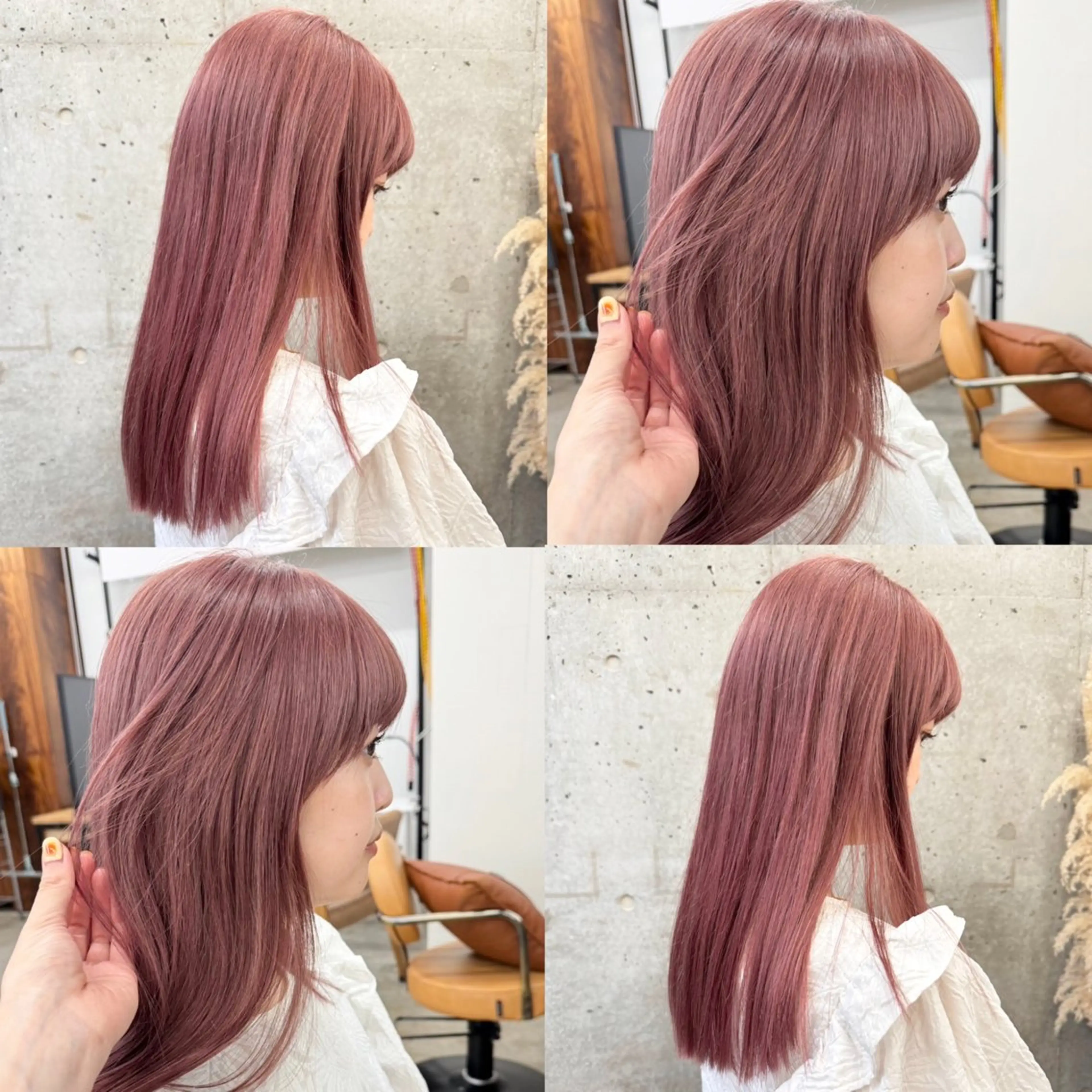 セミロング カラー ブリーチ ピンクカラー ヘアカラー トリートメント shiori/暖色/ レイヤー/似合わせのヘアスタイル