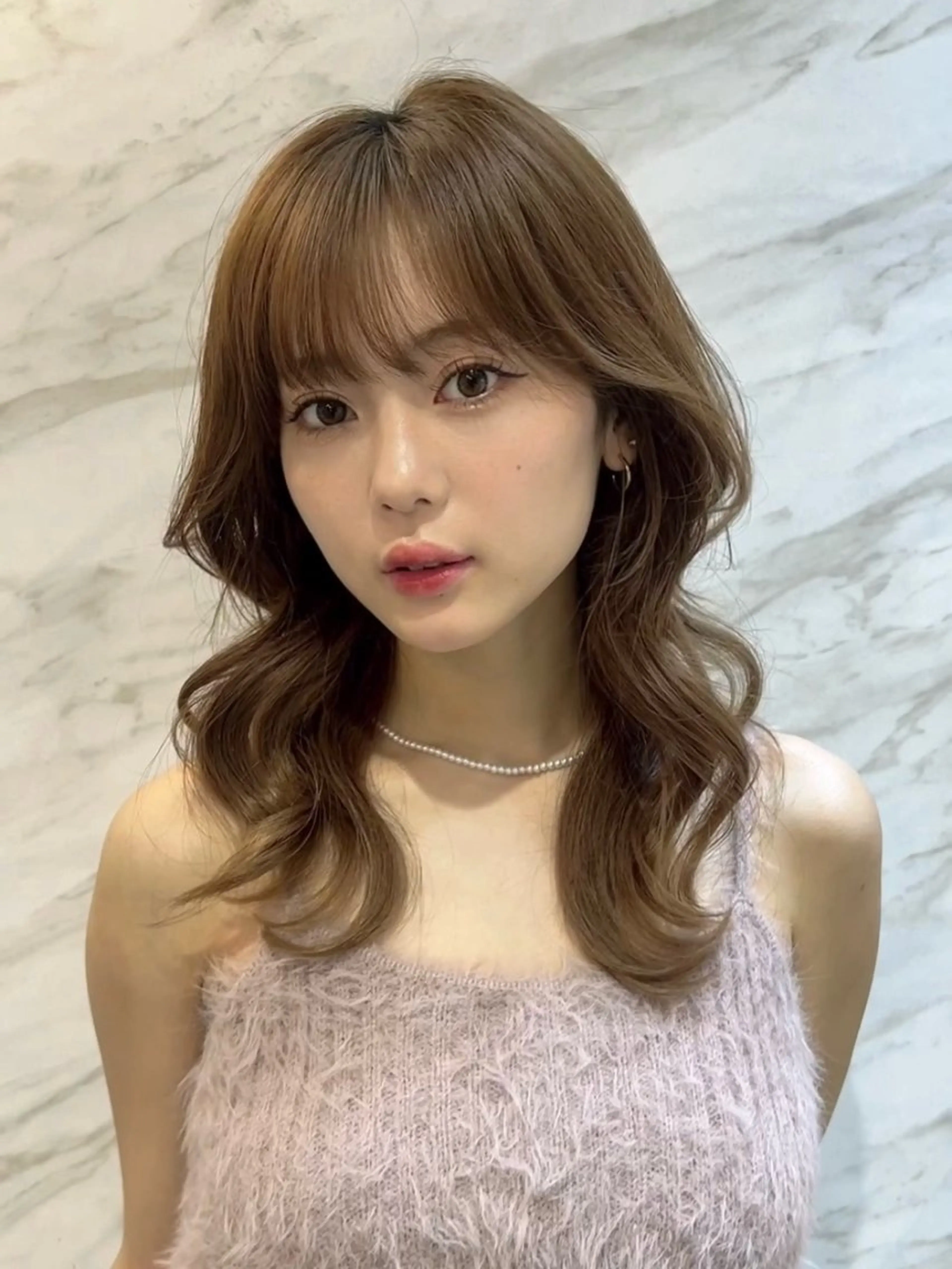 セミロング 韓国風ヘア レイヤーカット ハッシュカット/韓国 レイヤー/カハナのヘアスタイル