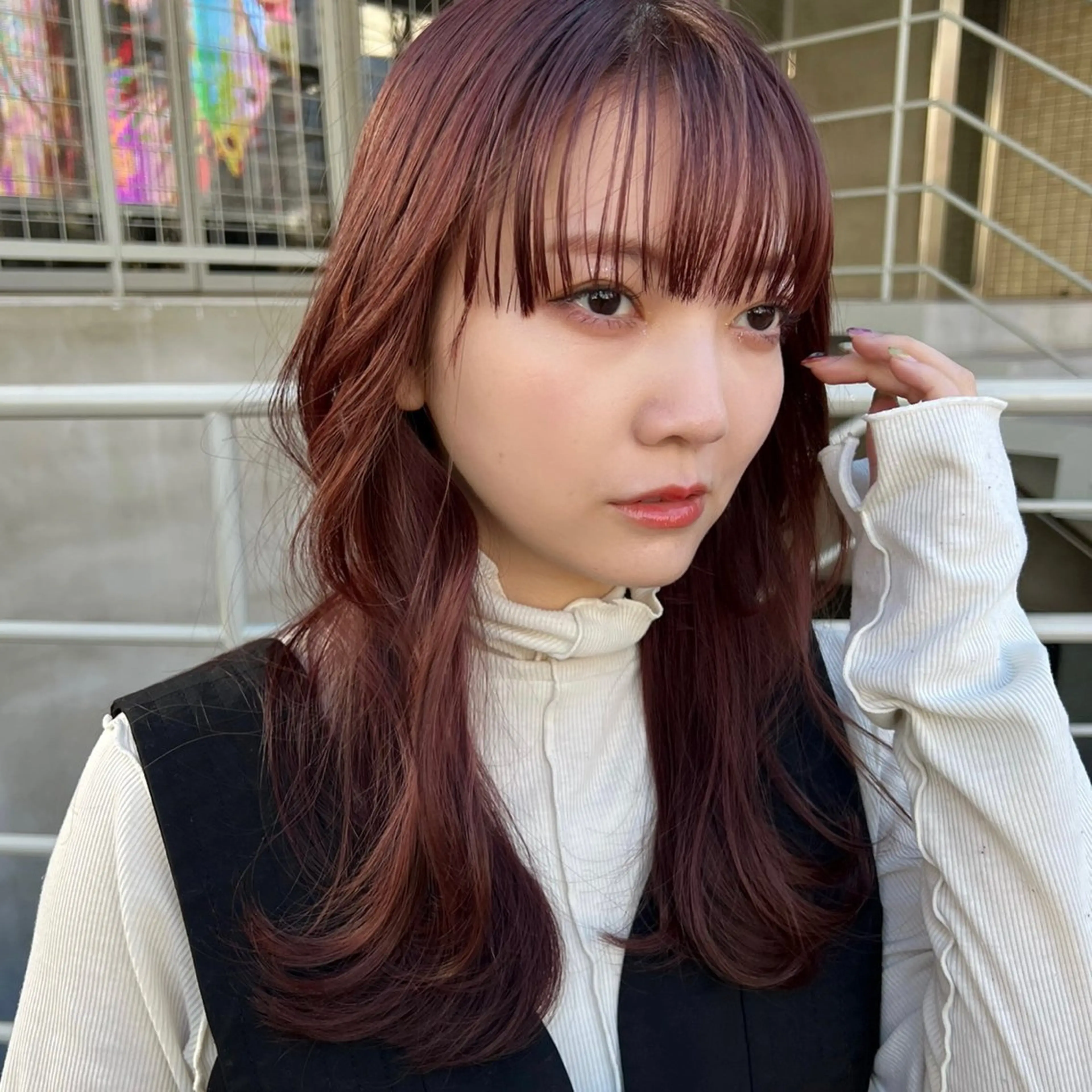 ミディアム くびれヘア 韓国風ヘア 大久保 佳那のヘアスタイル