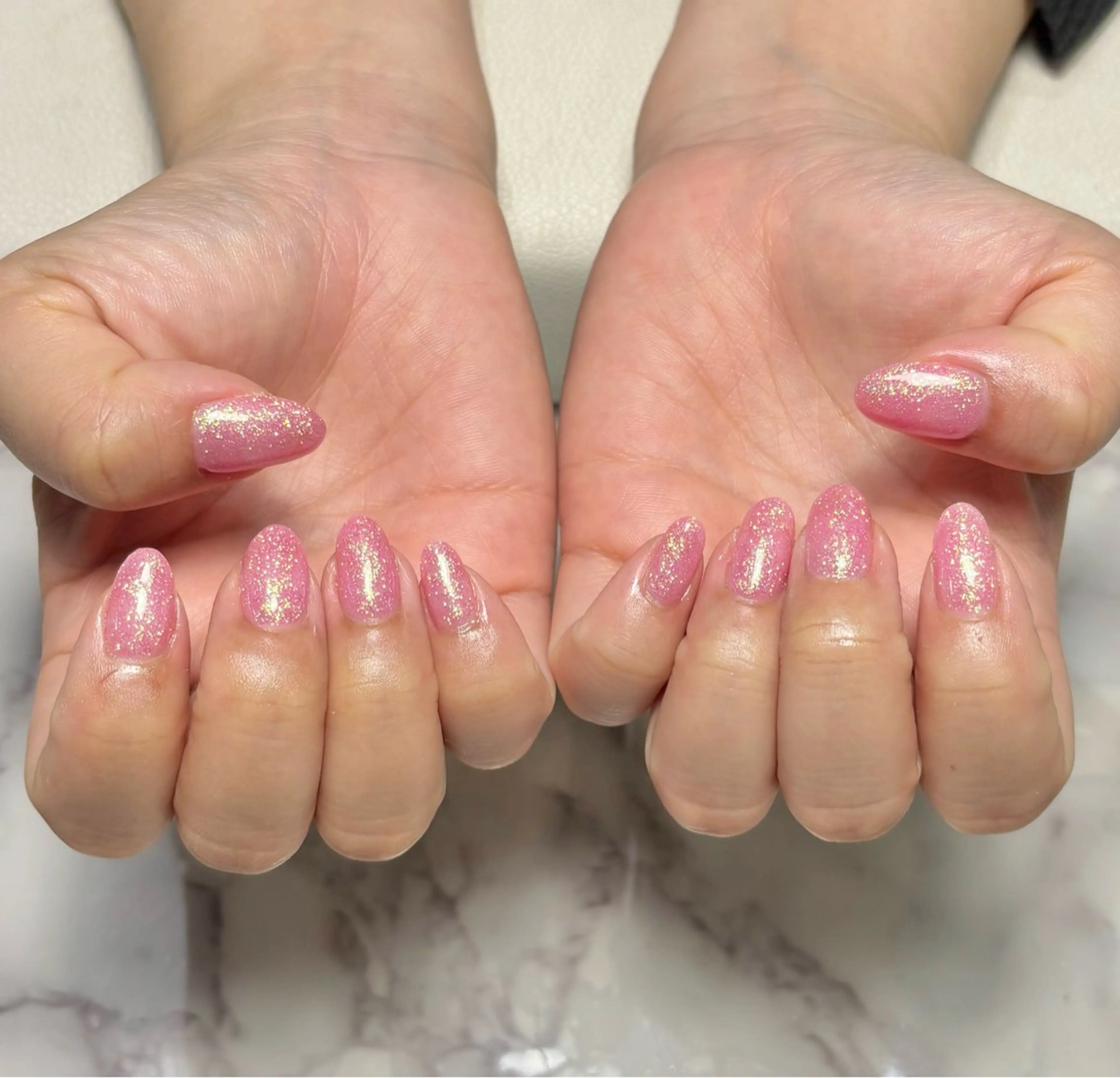 ネイル ラメ(グリッター) ピンク ハンドネイル ツメイク船橋店 Yuukaのネイルデザイン