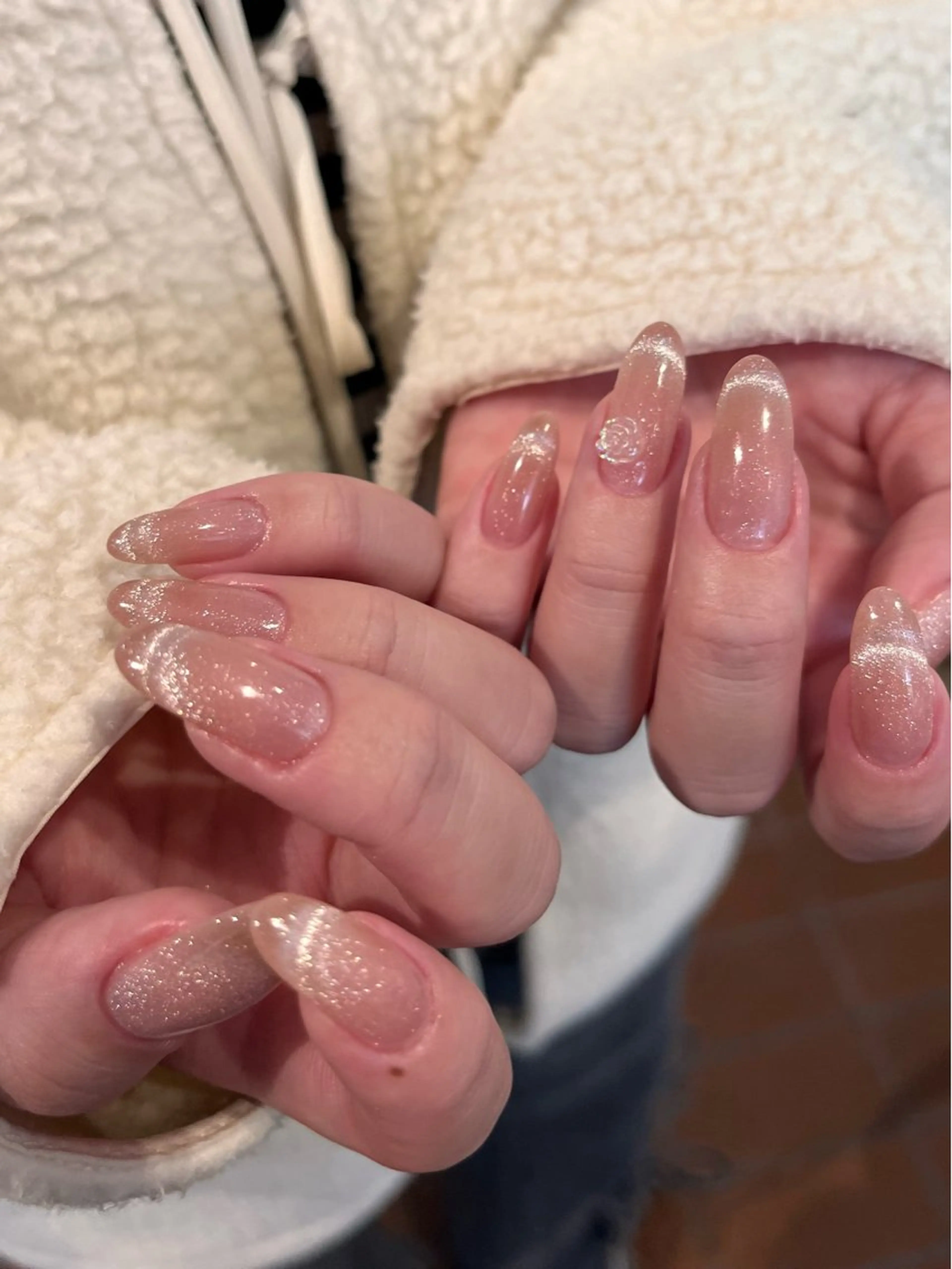 ネイル フレンチネイル キラキラネイル マグネットネイル マグネットフレンチ ハンドネイル ballie／小野原 なつみのネイルデザイン