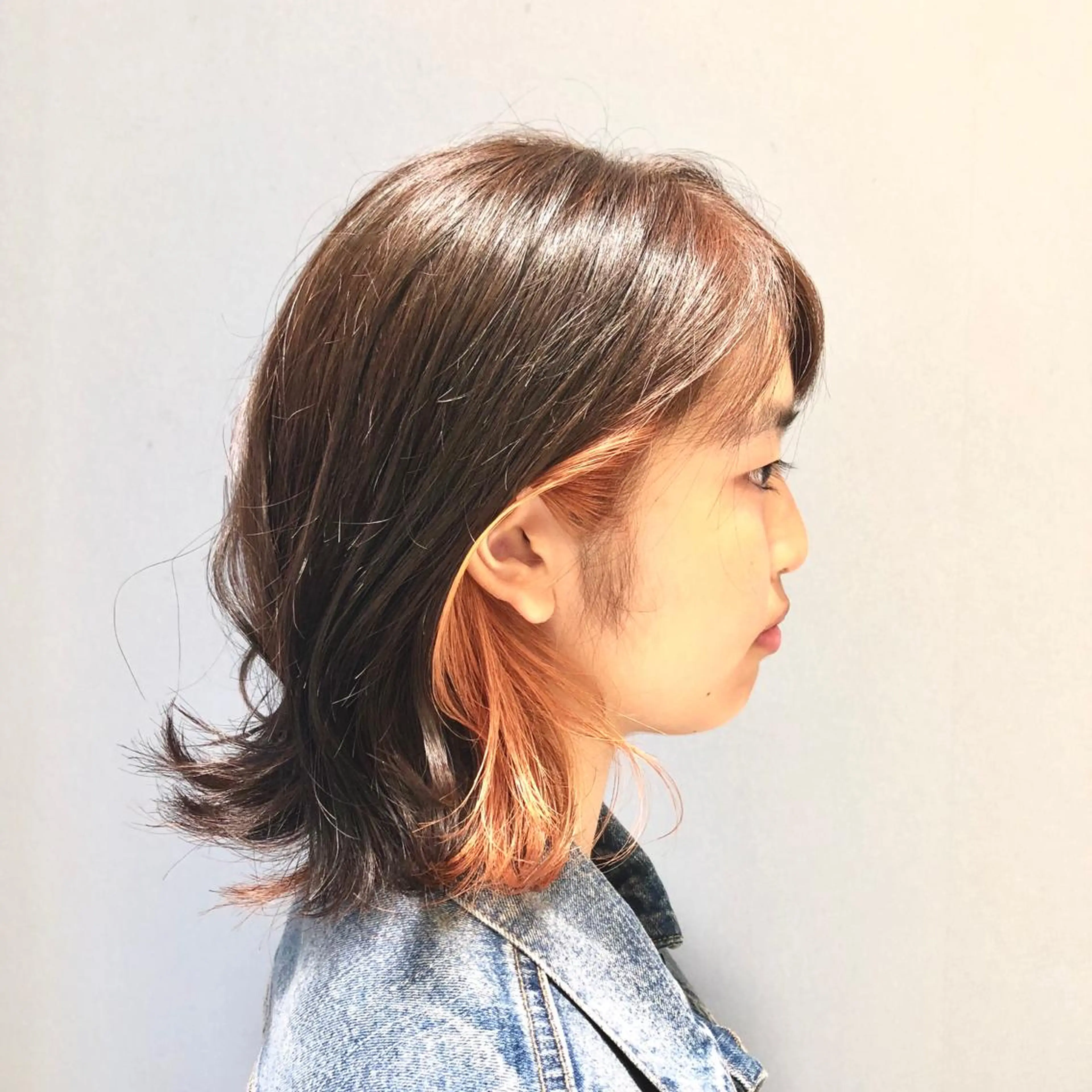 ミディアム カラー インナーカラー オレンジ ヘアカラー トリートメント 🌈ぷる艶カラー🌈 髪質改善👑柳沼尚貴のヘアスタイル