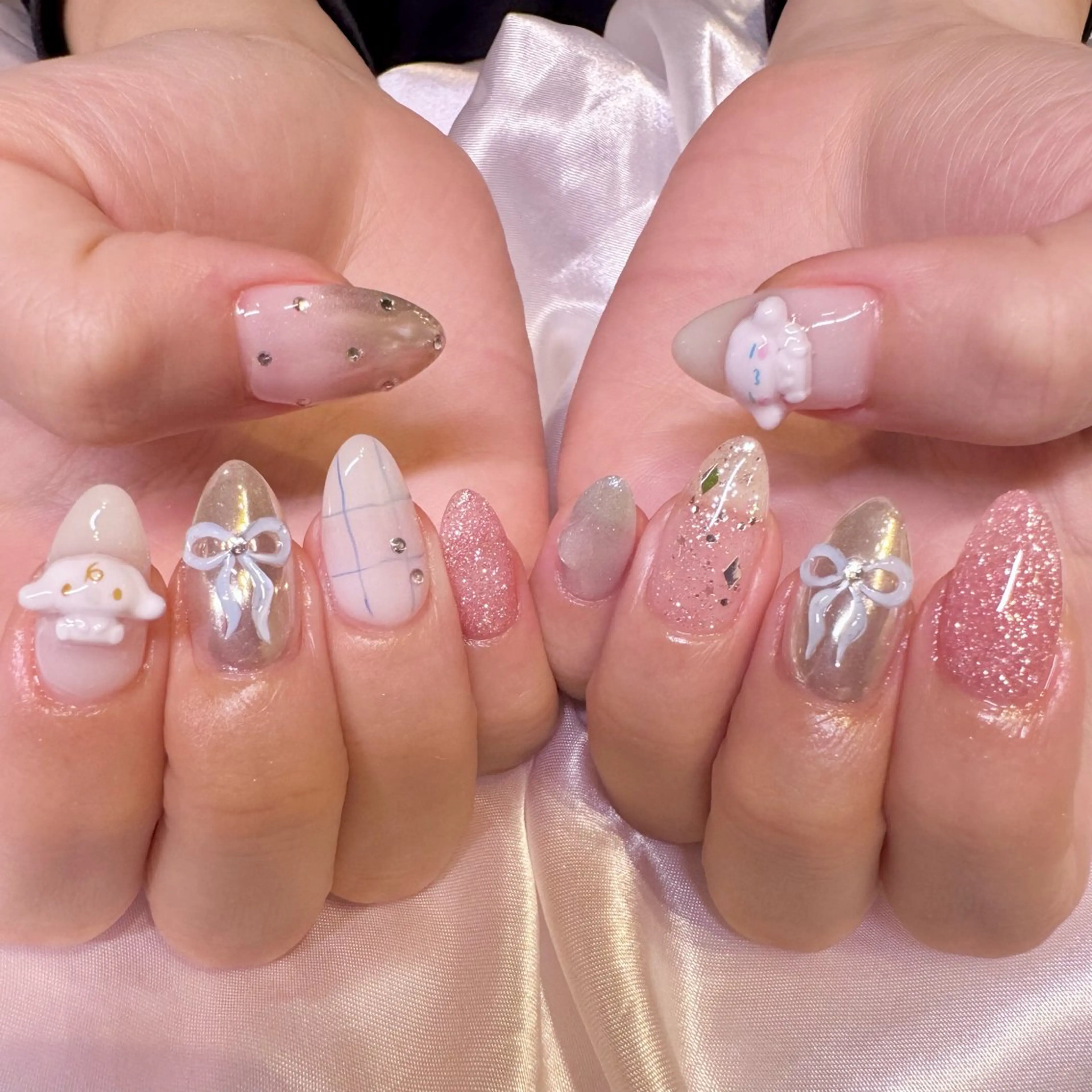 ネイル 持ち込み リボン ハンドネイル nail salon e'mu💐のネイルデザイン