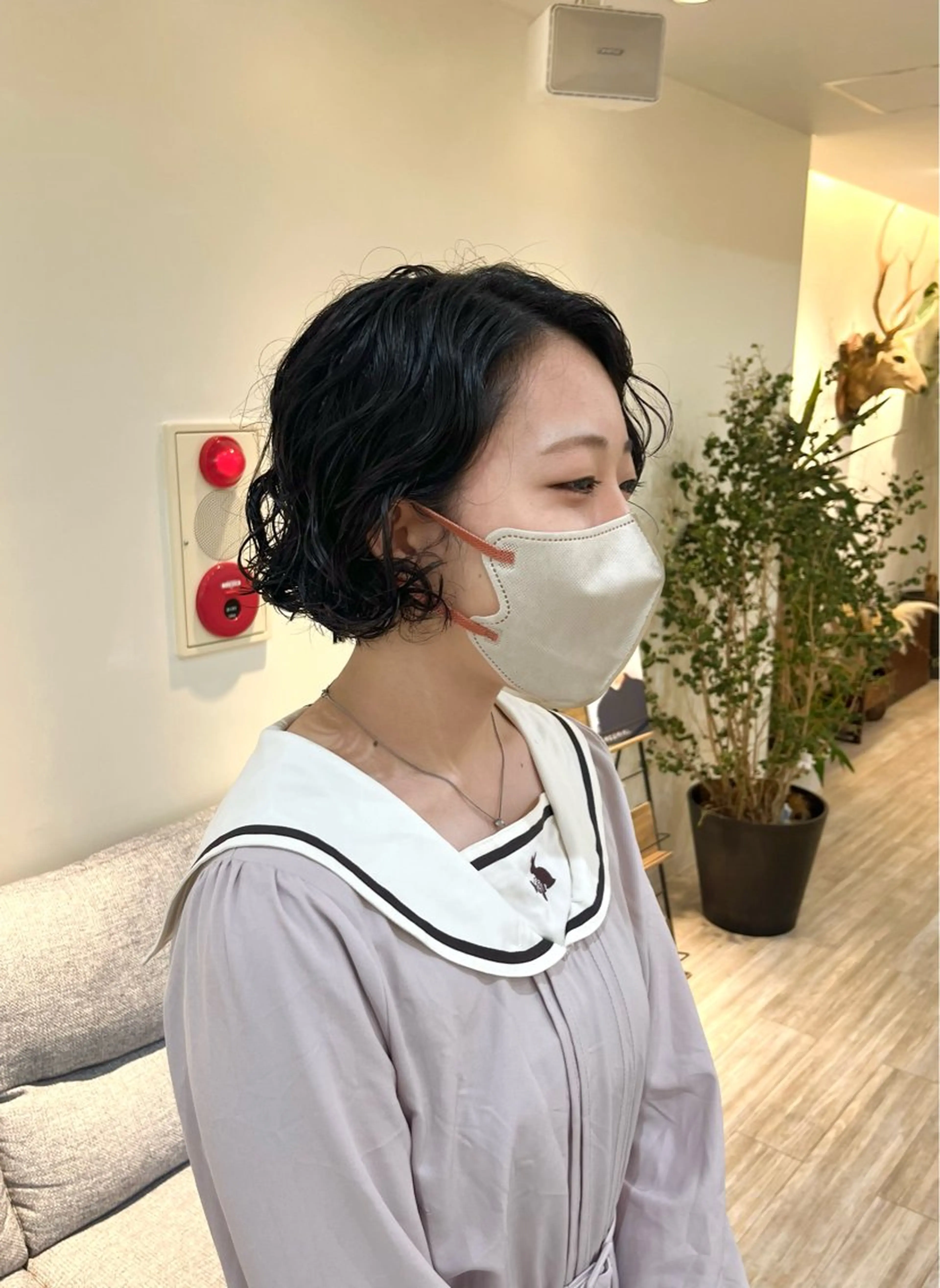 ショート パーマ カット パーマ トリートメント つぼみ/パーマ ／レイヤー／ボブのヘアスタイル