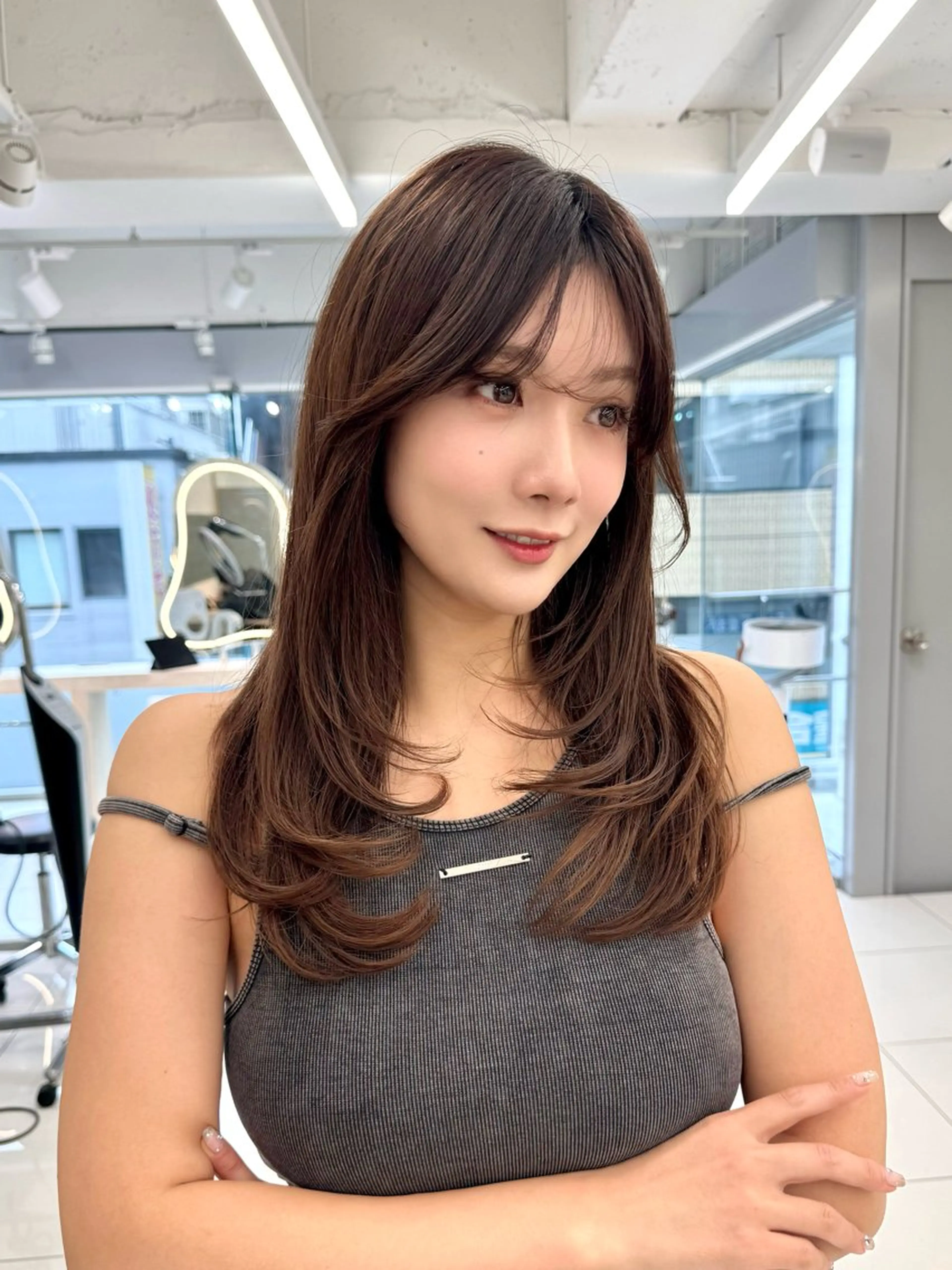 ロング レイヤー/韓国/ 顔周り/しんやのヘアスタイル