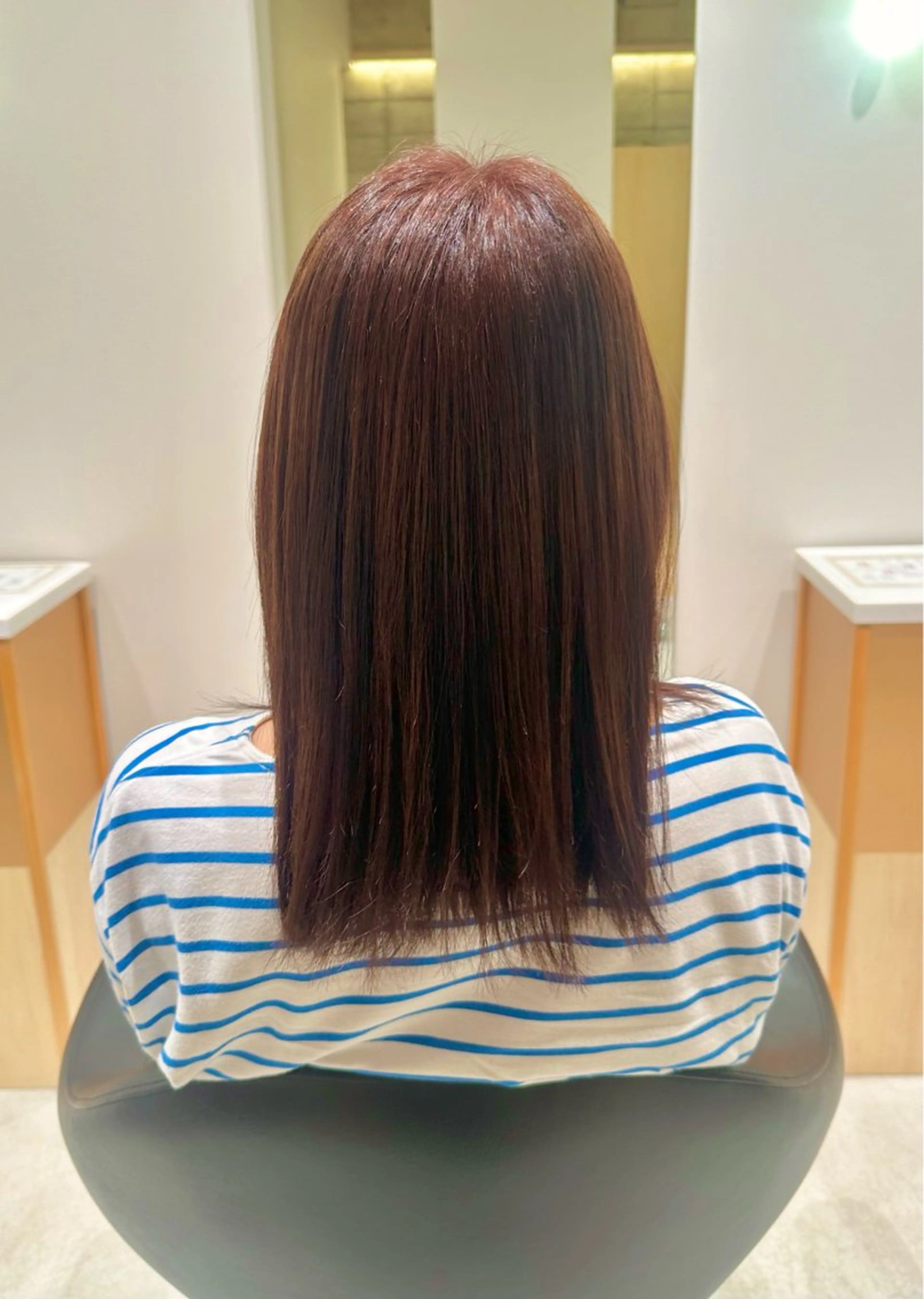 カラー ブラウンカラー オレンジ オレンジピンク ピンクカラー ヘアカラー トリートメント ヘッドスパ 水野 胡亜のヘアスタイル