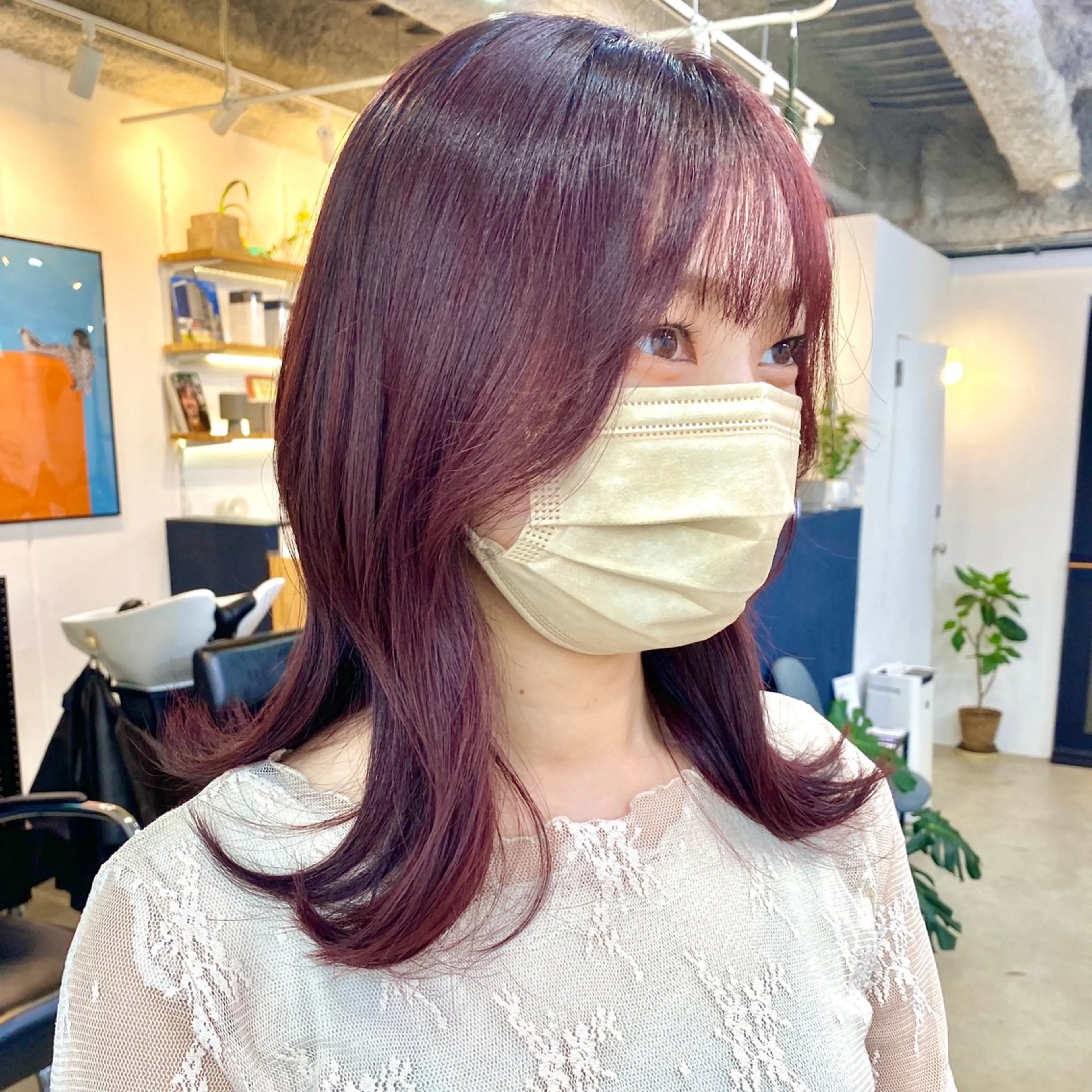 セミロング カラー ラベンダーカラー ピンクカラー 暖色カラー/天神/ ヘイマサクラのヘアスタイル