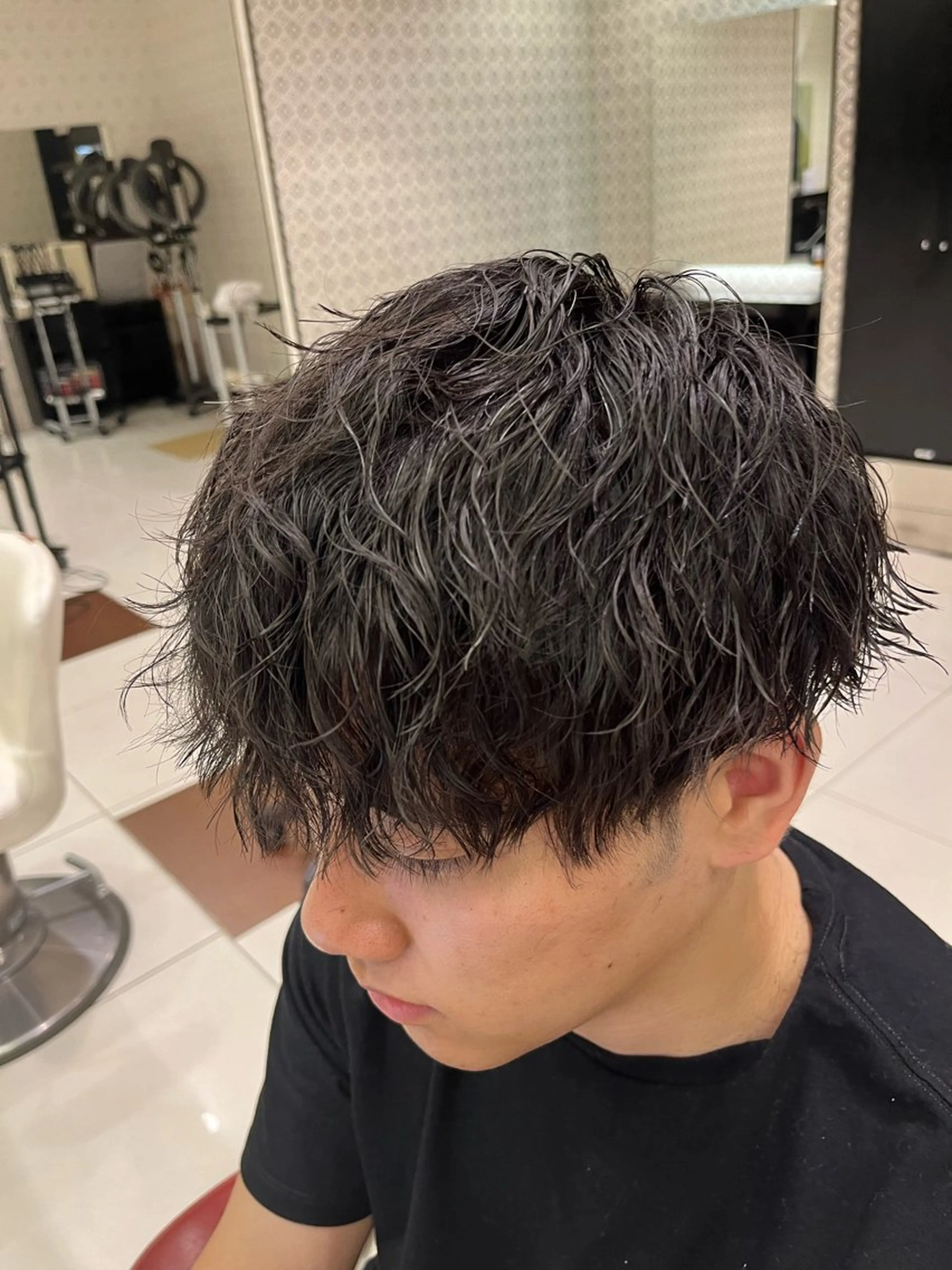 ミディアム パーマ メンズ カット パーマ トリートメント ブリーチパーマ🌍 正木天のヘアスタイル