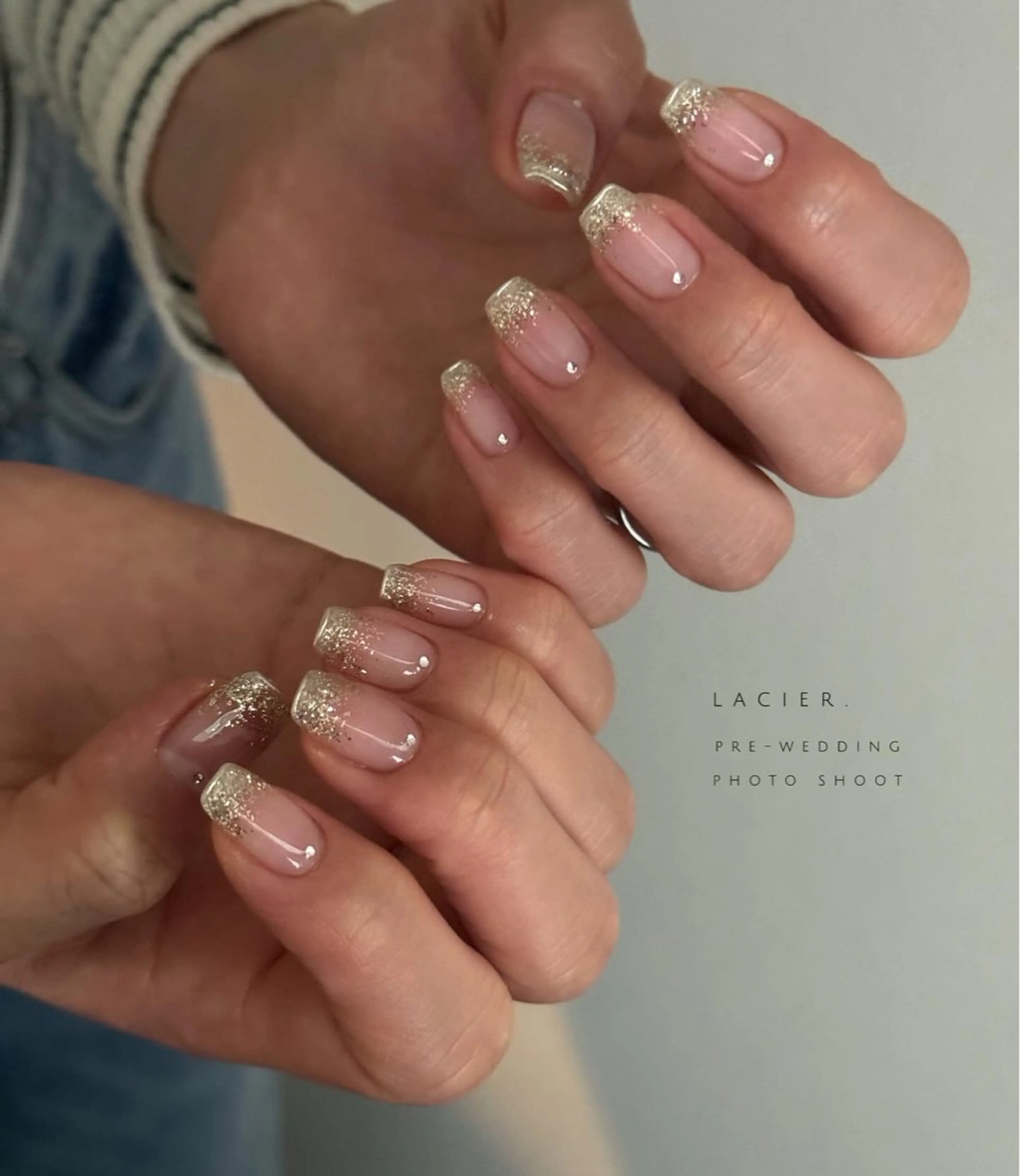 ネイル グラデーション ラメ(グリッター) ラメグラデーション オフィスネイル シンプルネイル ハンドネイル lacier nailのネイルデザイン