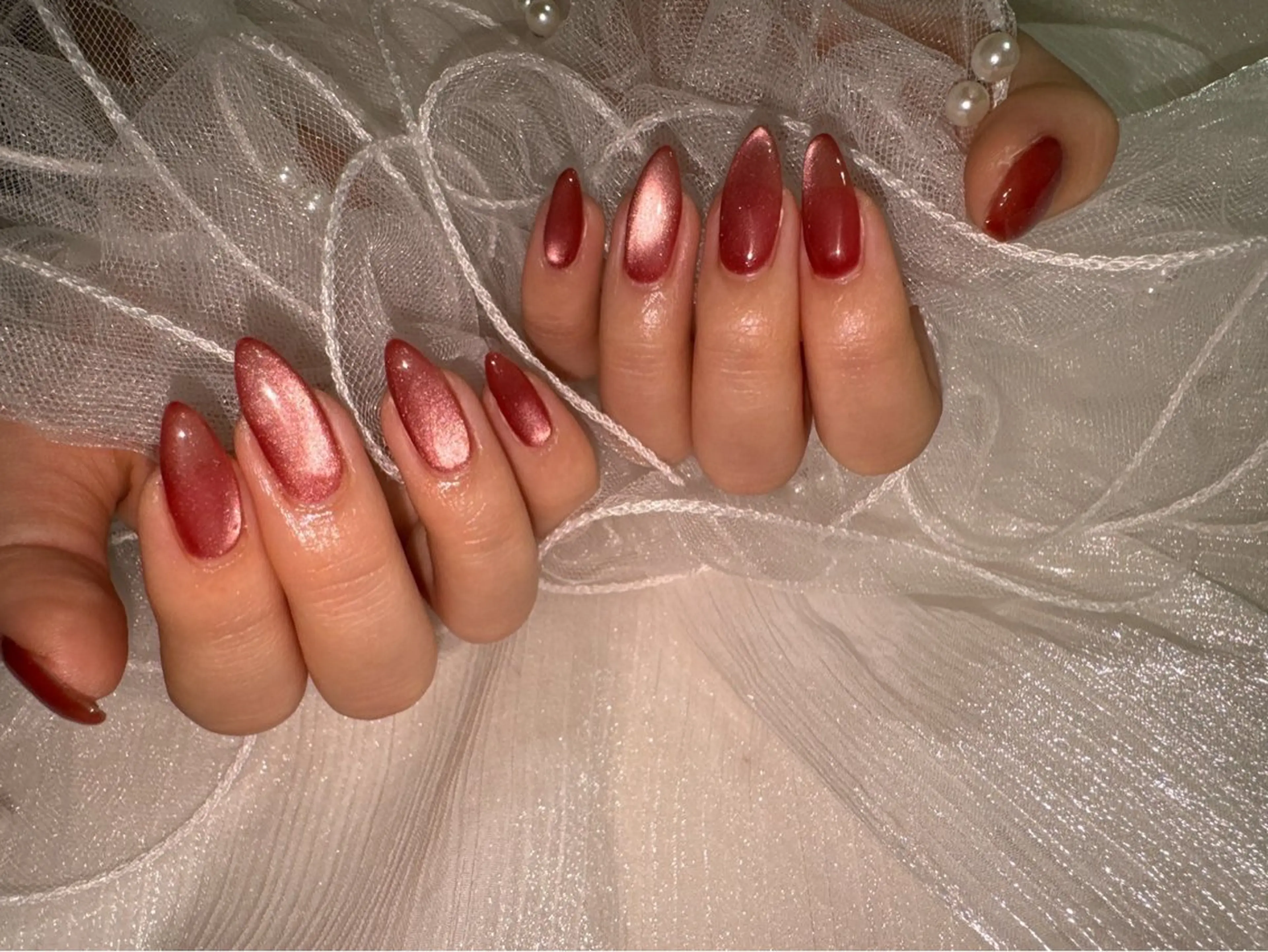 ネイル オーロラネイル ブルー フットネイル フレンチネイル ジェルネイル ハンドネイル kiki nail たまプラーザのネイルデザイン