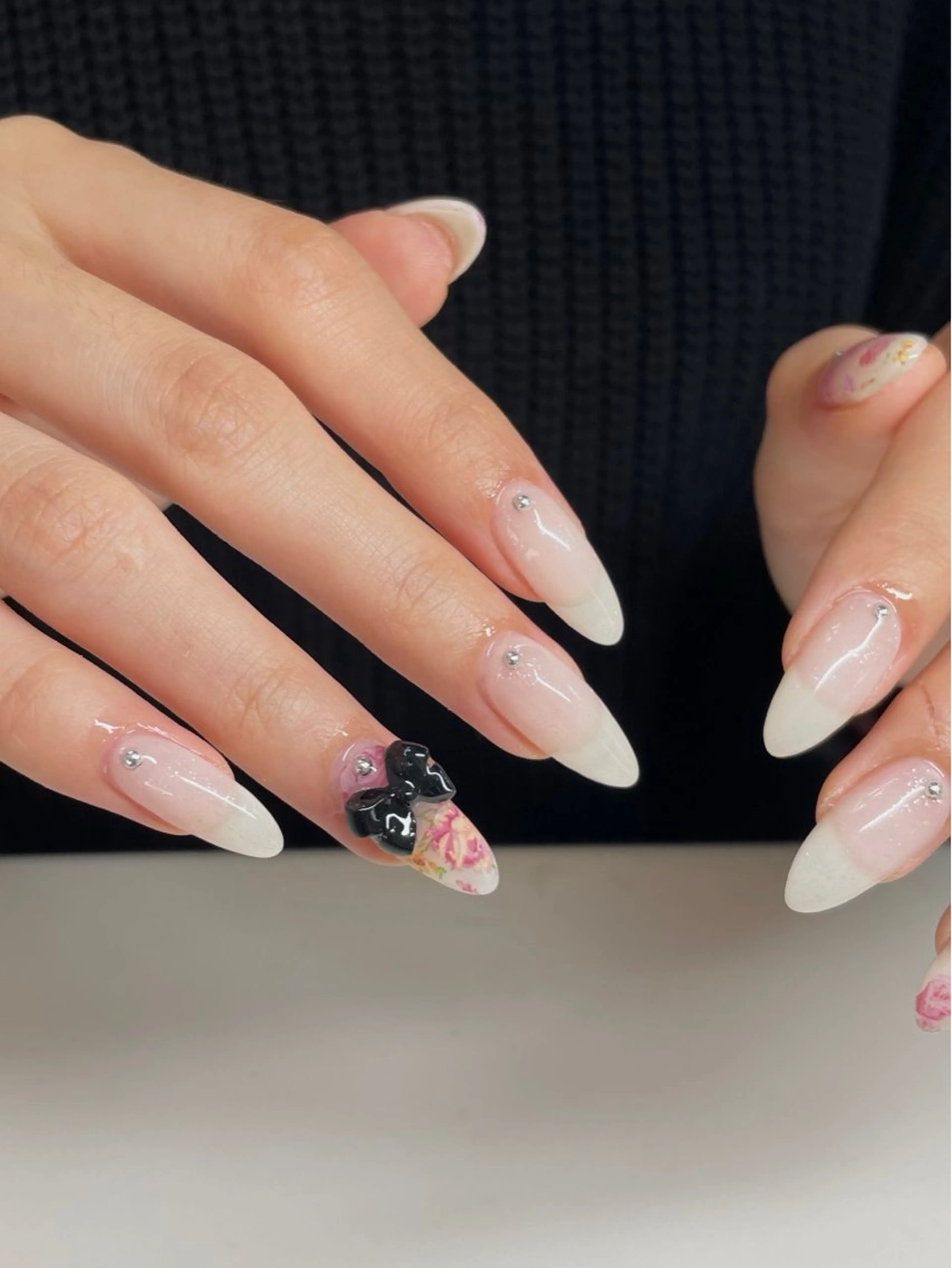 ネイル リボン ハンドネイル yu miのネイルデザイン