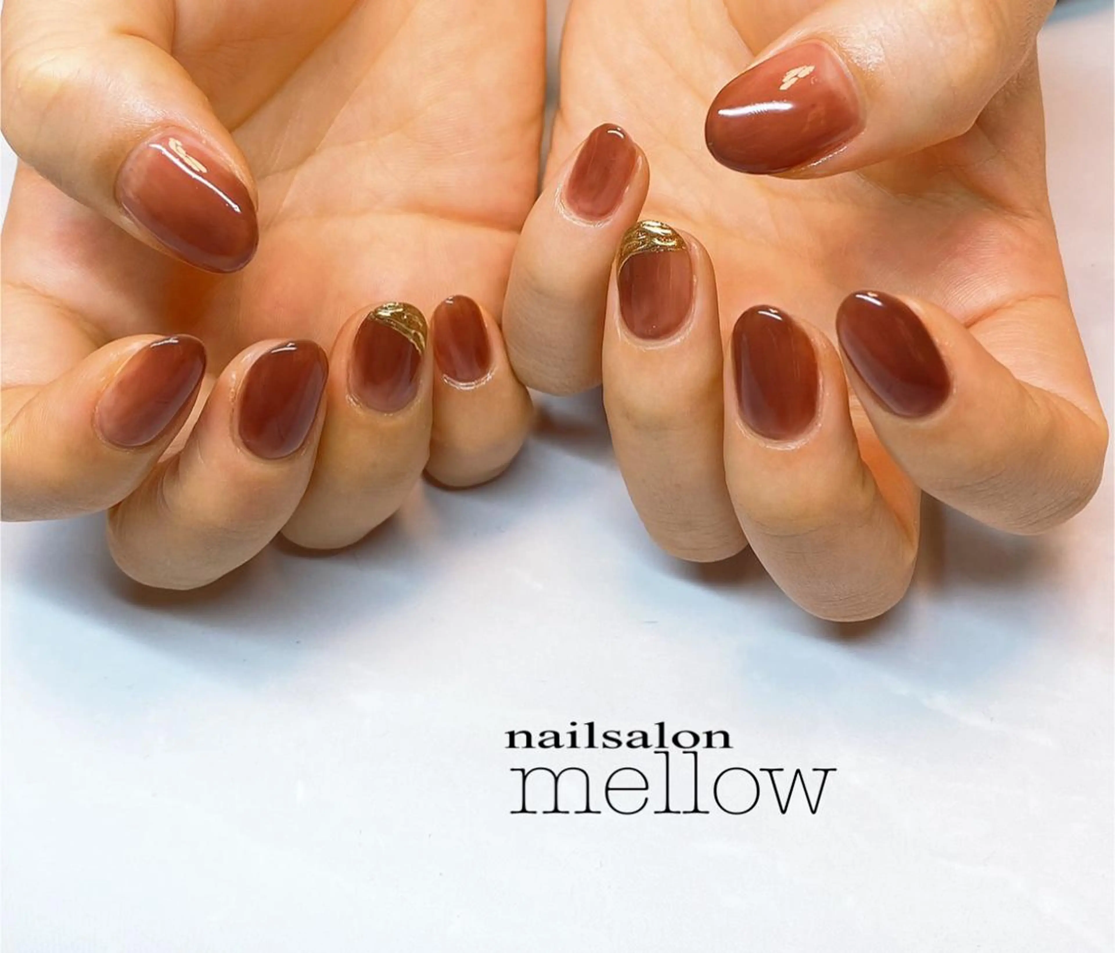 ネイル アートネイル ブラウン クリアネイル ミラーネイル 大山 浩美のネイルデザイン