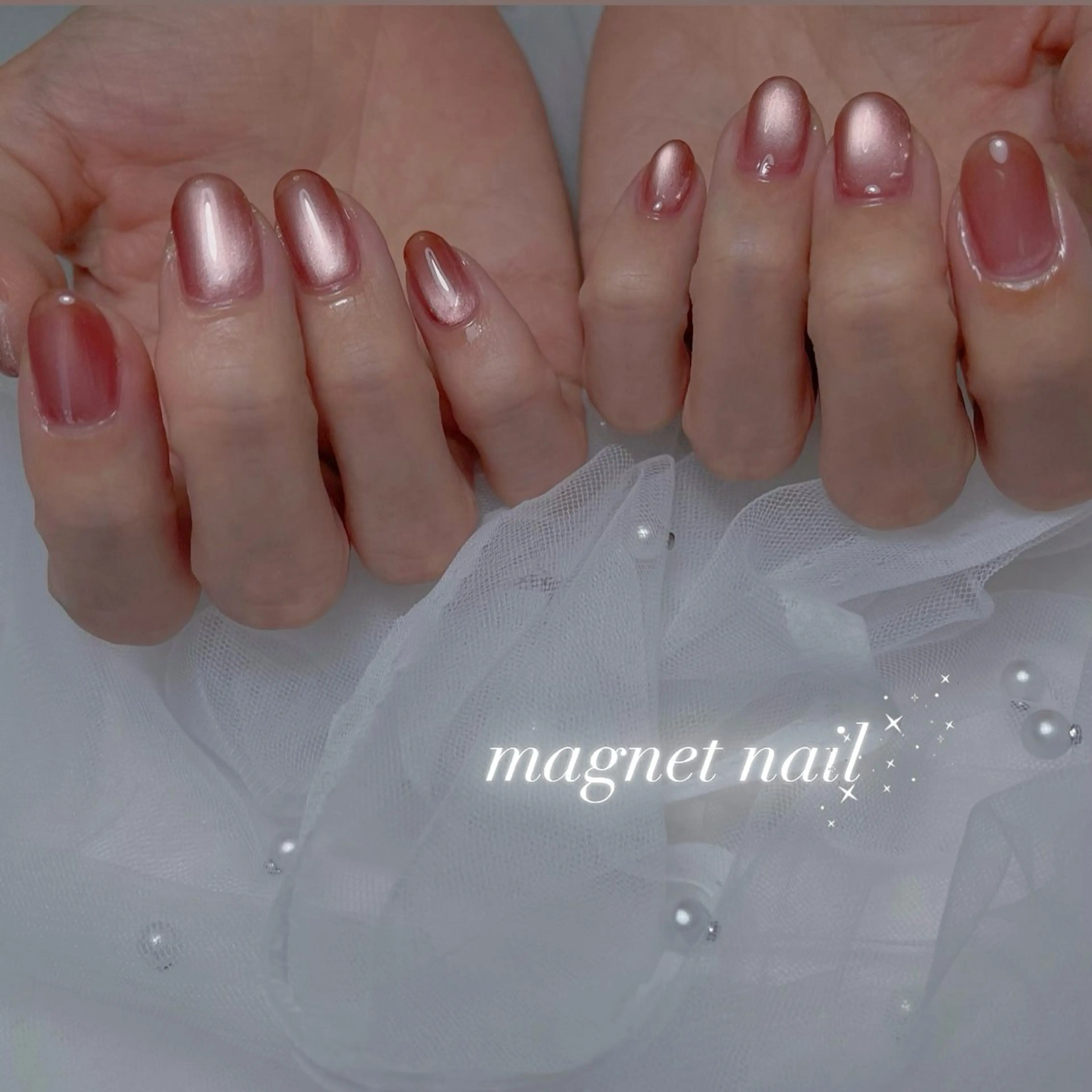 ネイル 長さ出し フラッシュネイル ジェルネイル 韓国ネイル マグネットネイル ハンドネイル RE SALONのネイルデザイン
