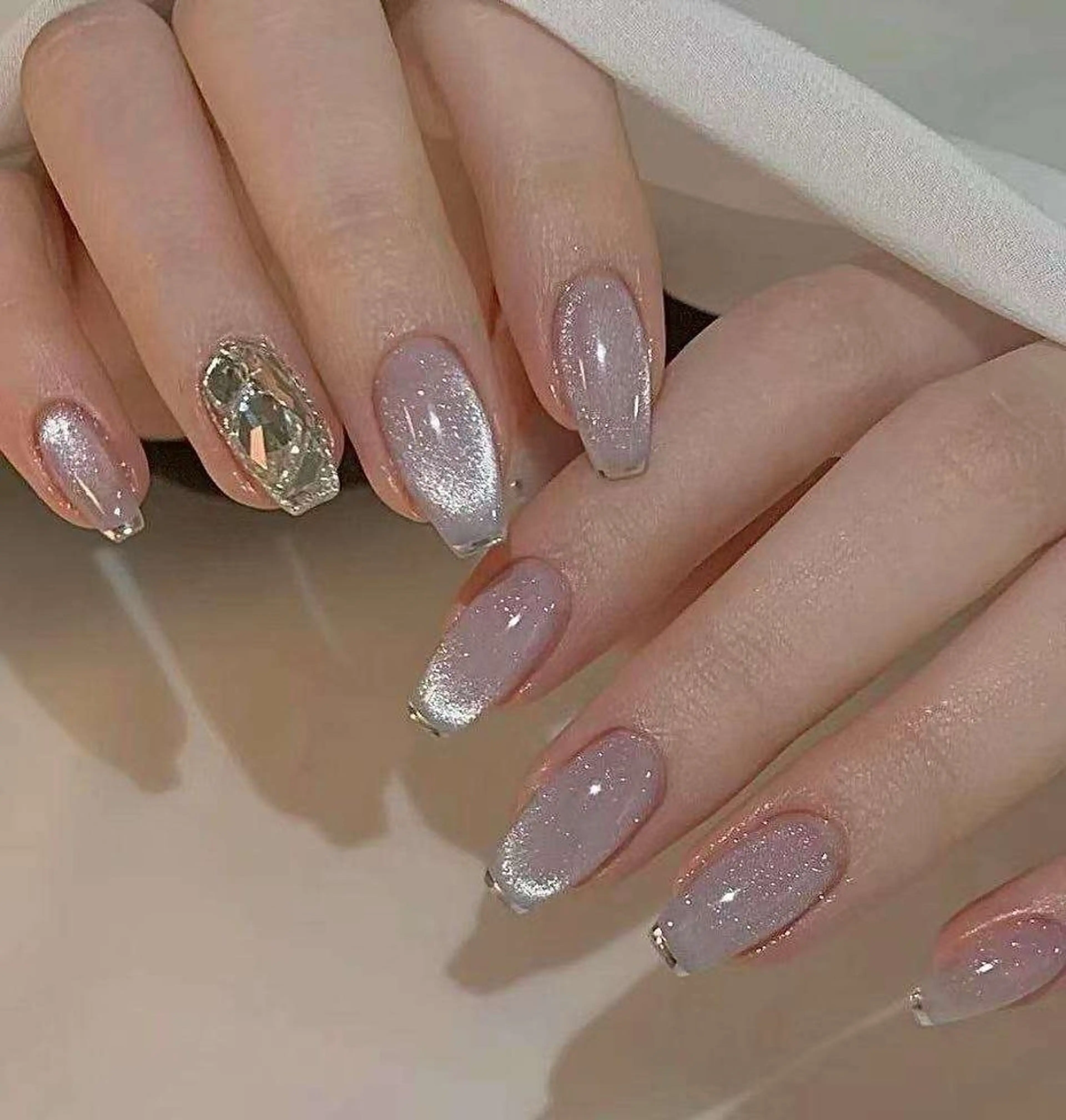 ネイル フラワーネイル フレンチネイル ジェルネイル ガラスフレンチ ハート ハンドネイル BabyYouMi nailのネイルデザイン