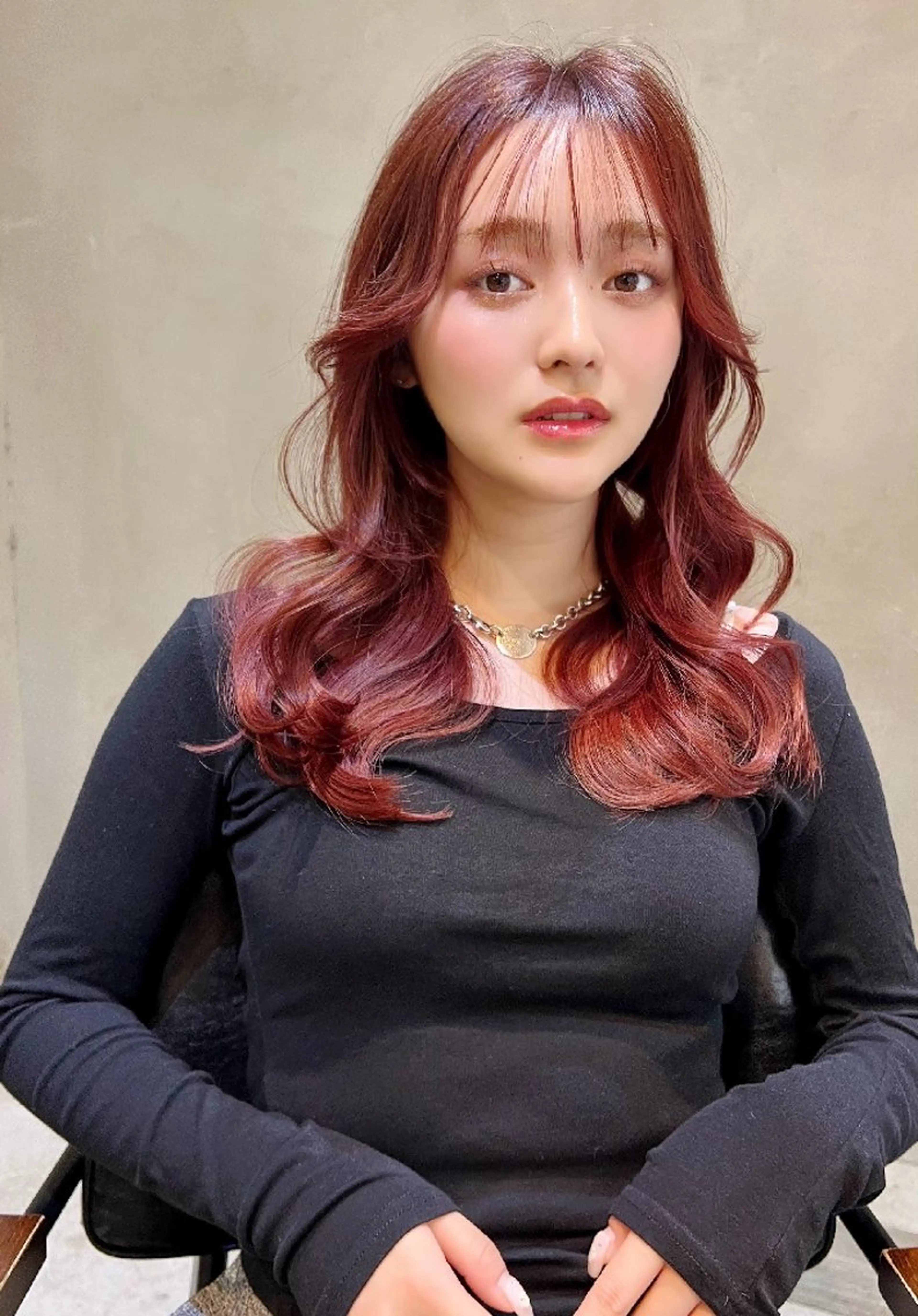 ミディアム カラー カット ヘアカラー トリートメント サイエンスアクア/艶 髪/レイヤー/清水のヘアスタイル