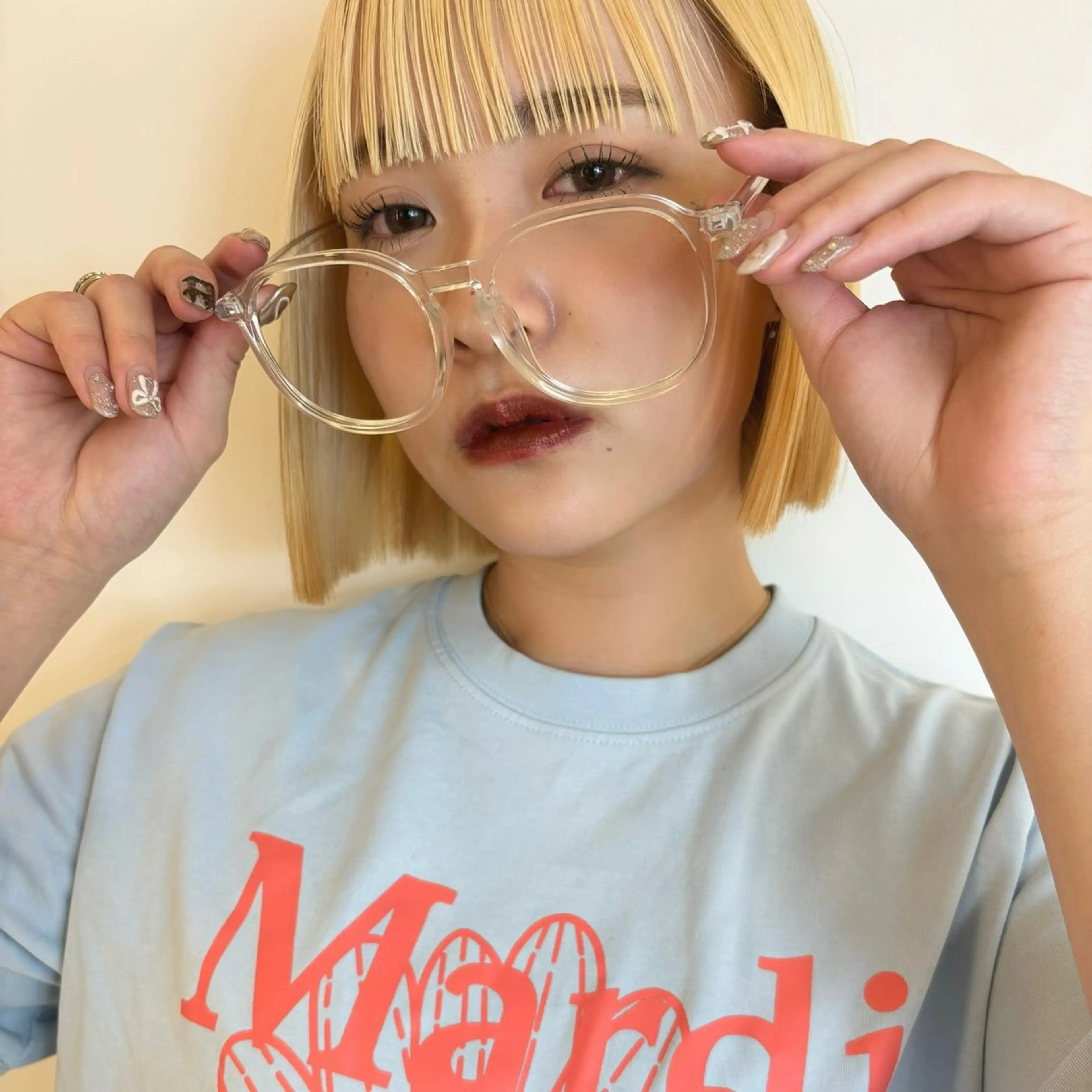 ミディアム ボブ 顔周りカット カット ヘアカラー KEYMAN HARUKAのマツエク・マツパデザイン