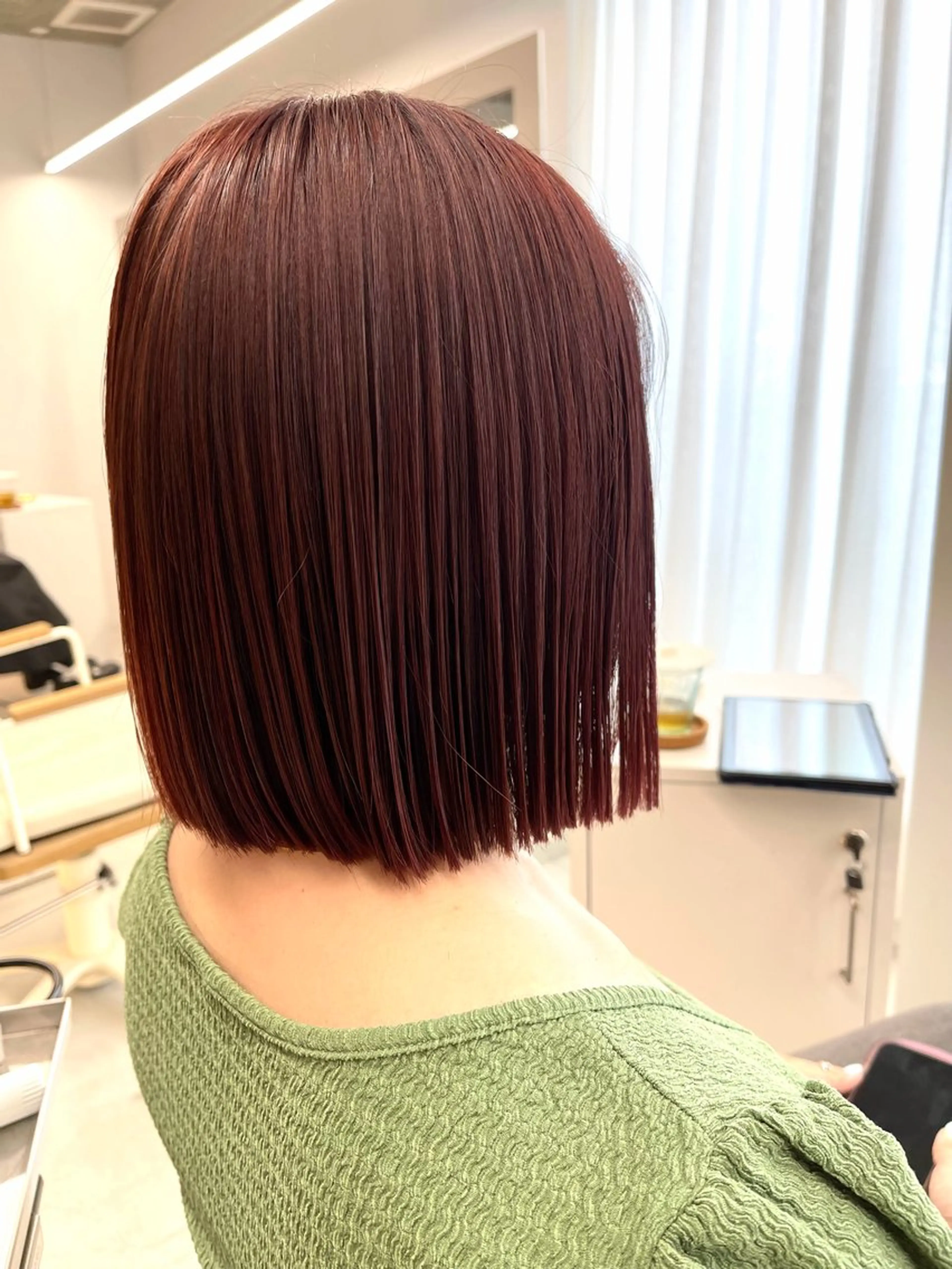ミディアム ピンクブラウン カット ヘアカラー トリートメント 柴田泰秀sotti. 髪質改善/ブリーチのヘアスタイル