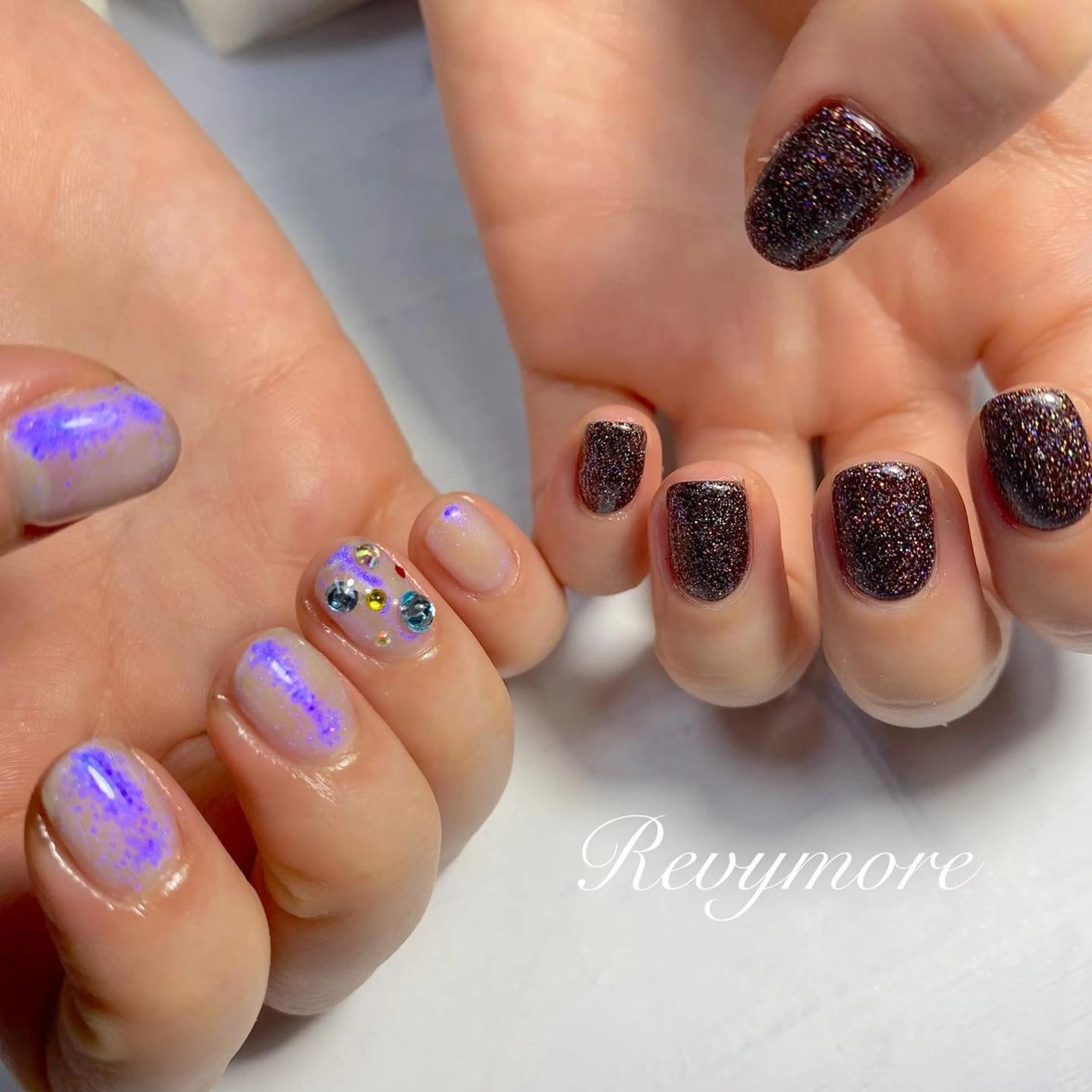 ミディアム ネイル 韓国風ヘア ジェルネイル キラキラネイル 韓国ネイル ラメ(グリッター) nail salon Revymore所属・nail salon Revymoreのネイルデザイン