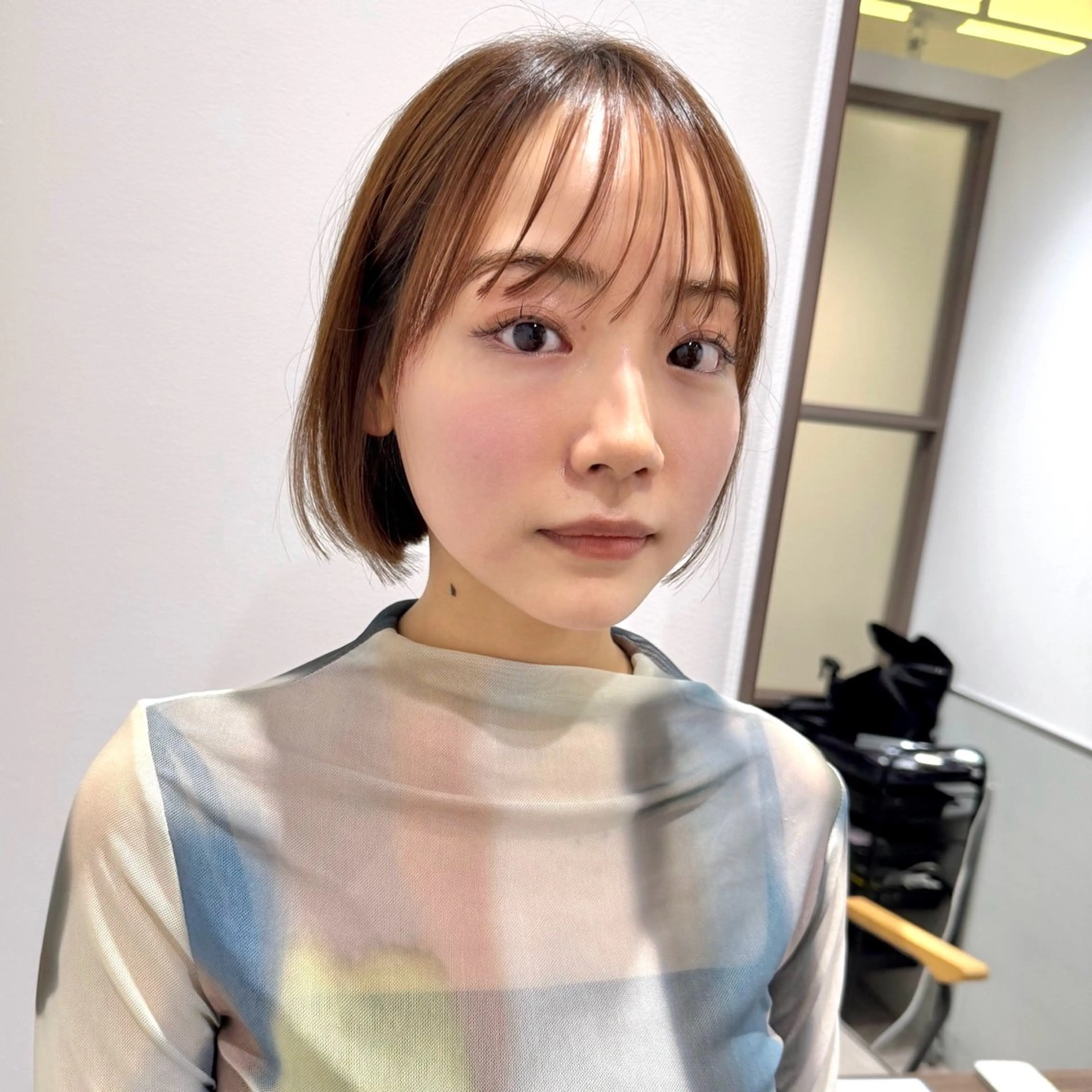 ショート カラー 切りっぱなしボブ ボブ カット ヘアカラー トリートメント take/ショート& レイヤーカット/銀座のヘアスタイル