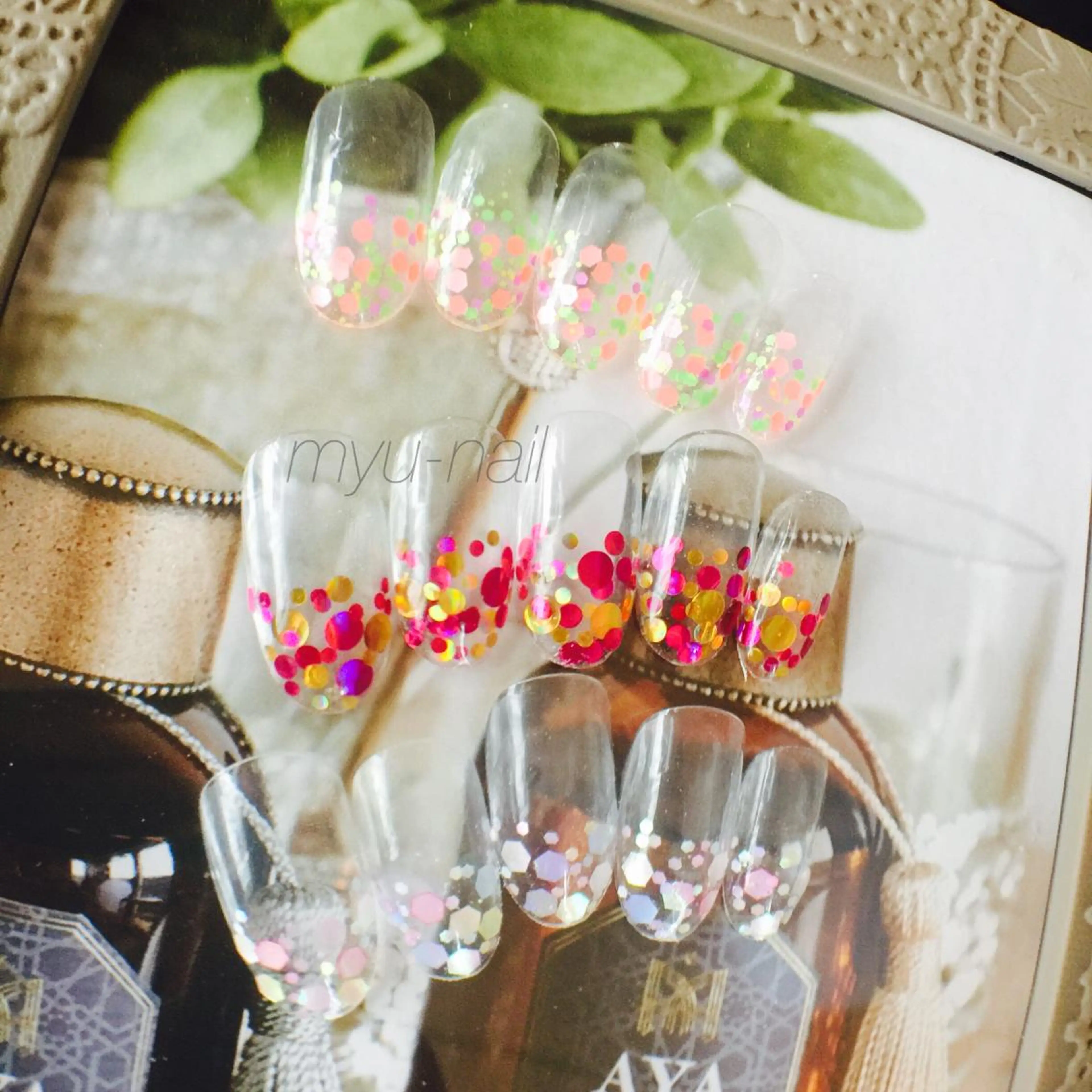 ネイル クリアネイル ジェルネイル ホログラムネイル シンプルネイル ネイルチップ ホームサロン myu-nailのネイルデザイン