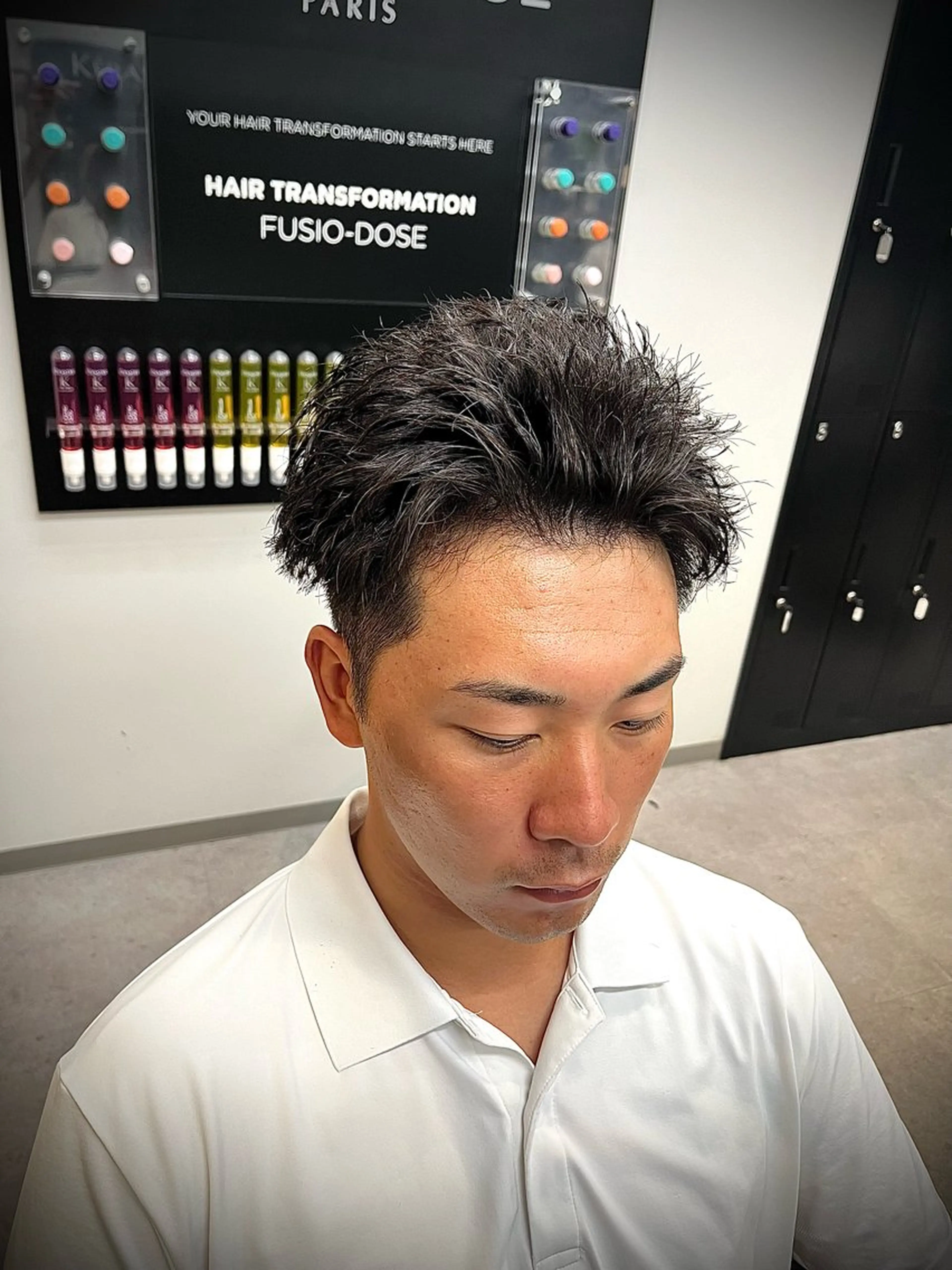 ショート パーマ ヘアアレンジ メンズ メンズパーマ 刈り上げ カット パーマ ヘアセット men'slapis YUTOのヘアスタイル