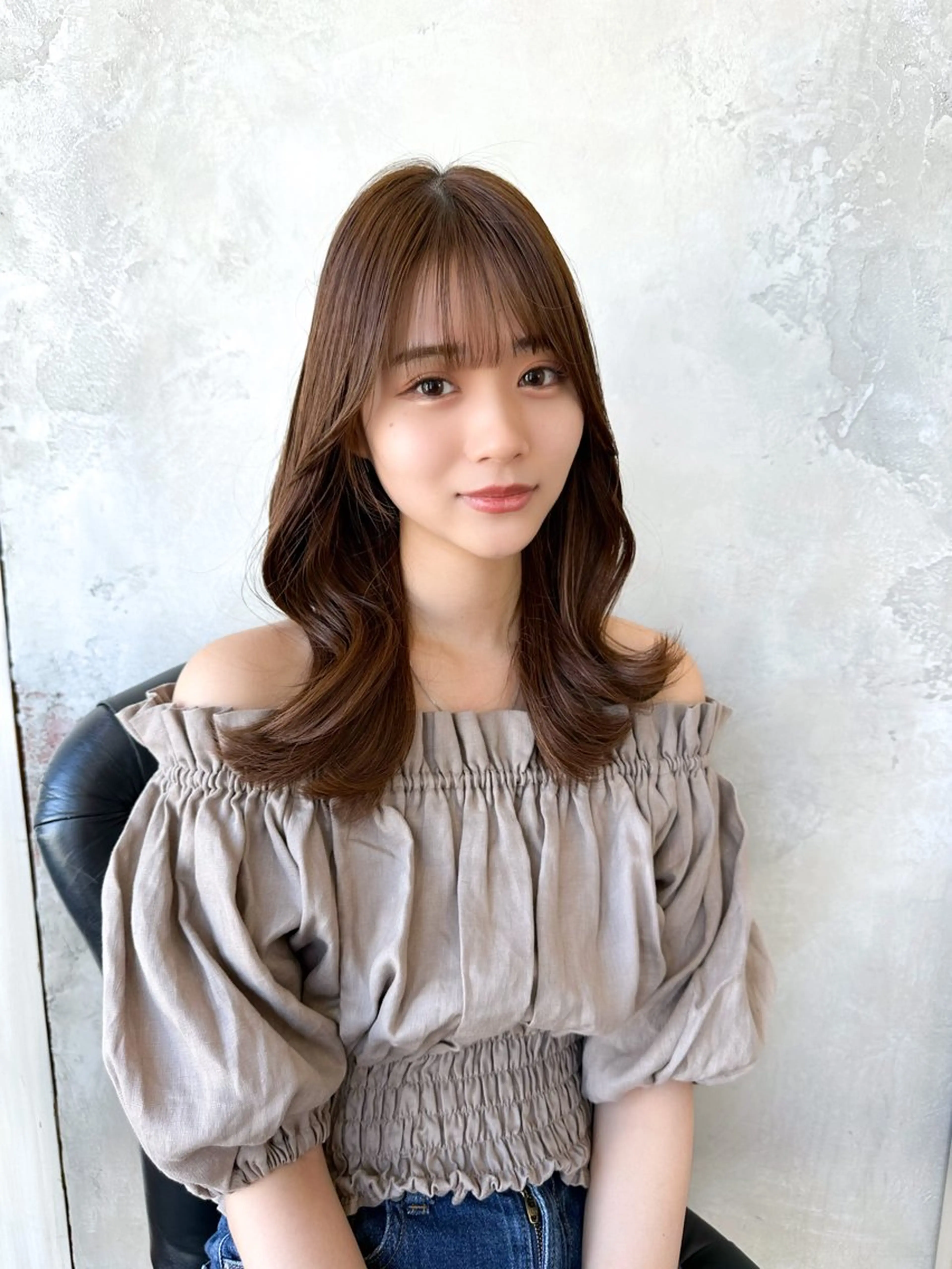 セミロング カラー ベージュカラー ブラウンカラー ブラウンベージュ くびれヘア 顔周りカット カット ヘアカラー トリートメント 顔周り/くびれヘア 韓国ヘア💕風間るなのヘアスタイル