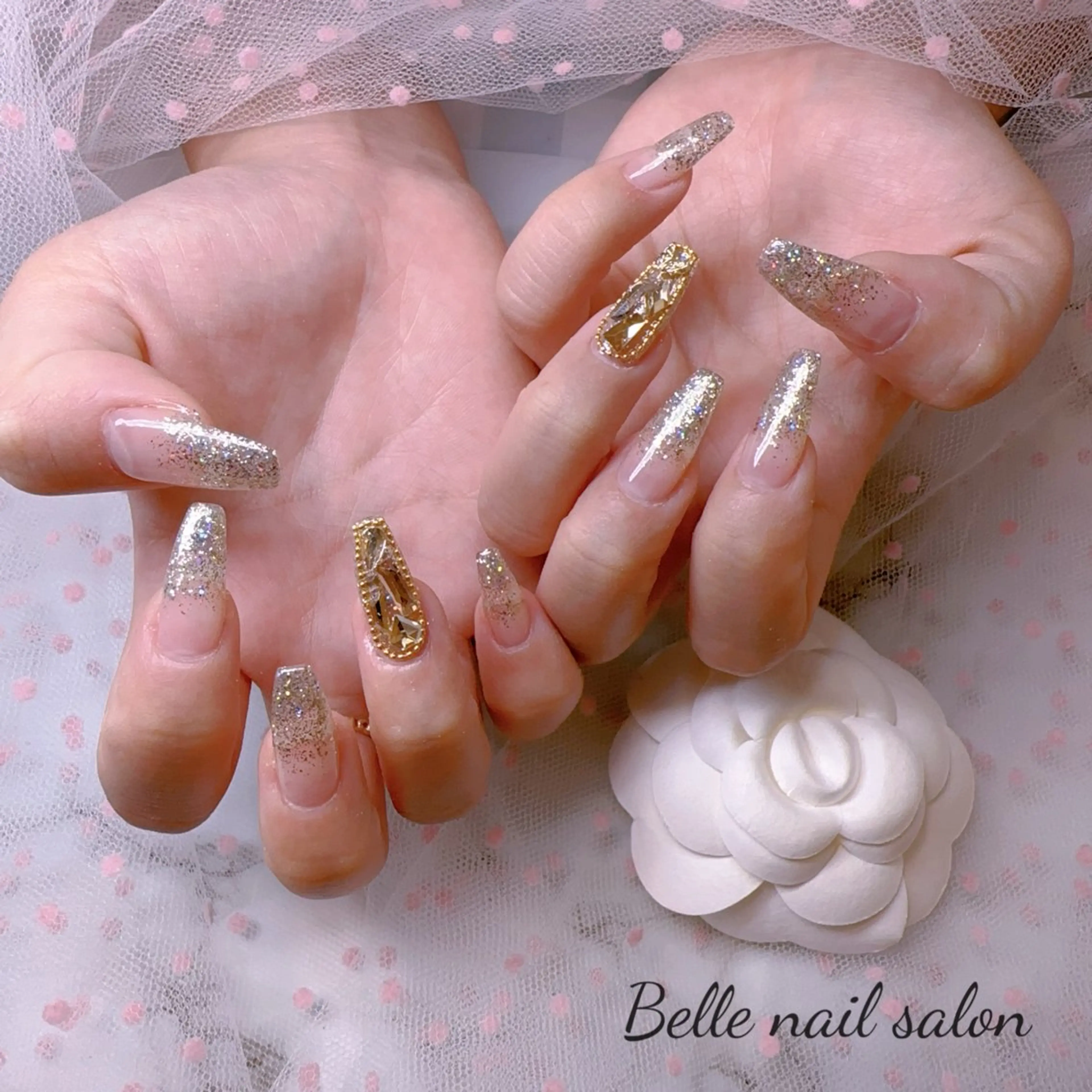 ネイル アートネイル オーロラネイル 長さ出し フットネイル 韓国ネイル Belle nail salon 新小岩のネイルデザイン