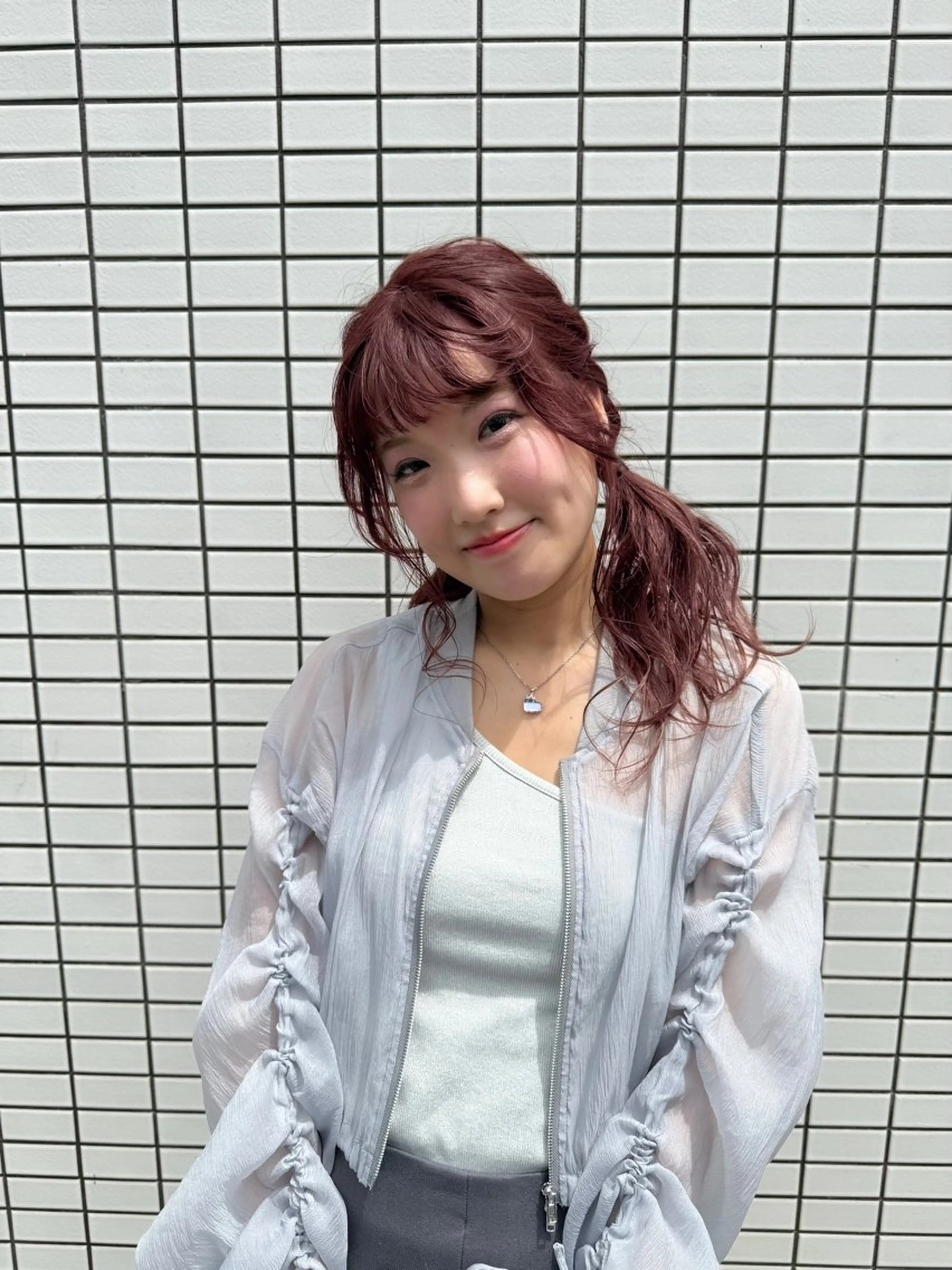 ミディアム ショートボブ ミディアムパーマ 韓国風カラー ボブ ハイライト カット ヘアカラー トリートメント ヘアセット hair terrace M所属・村岡 芽衣のヘアスタイル