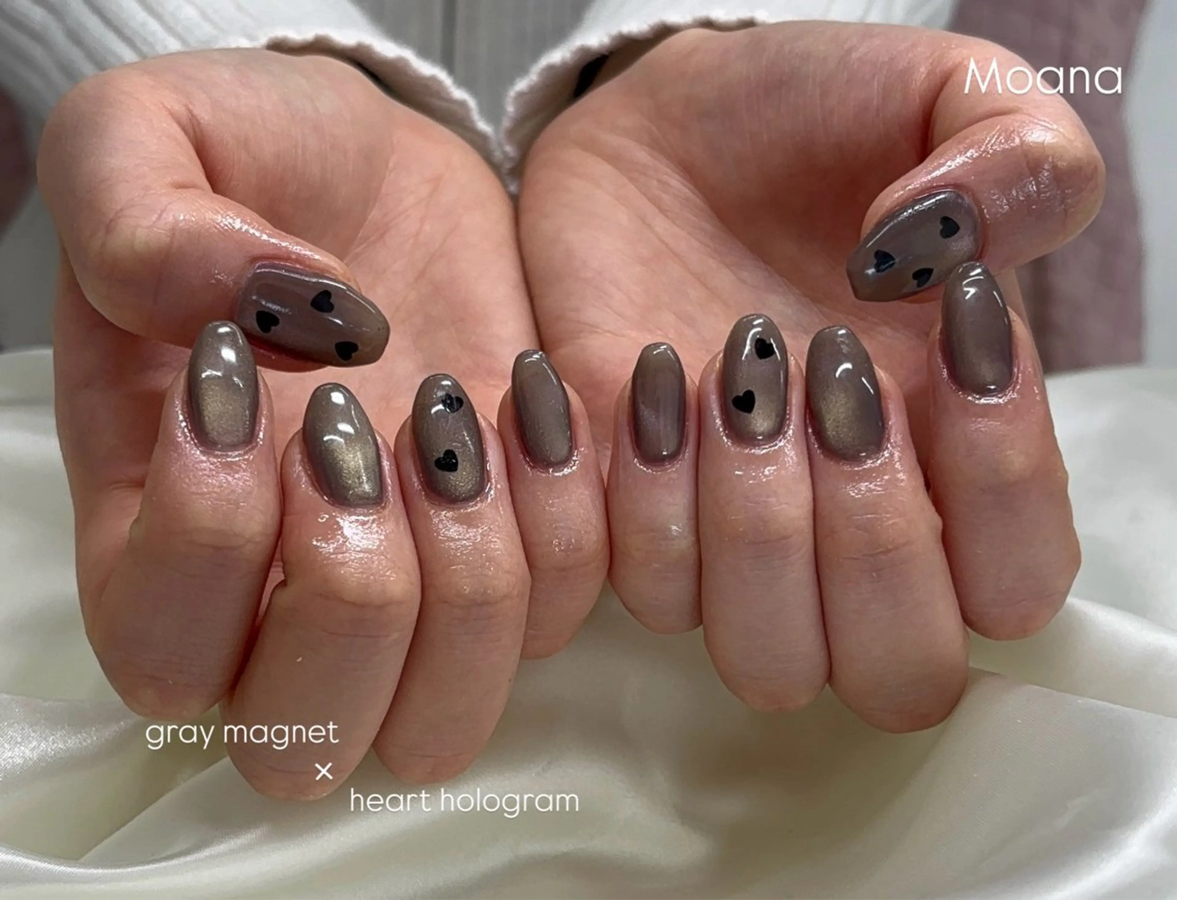 ネイル ハート マグネットネイル Moana nail Hiyoriのネイルデザイン