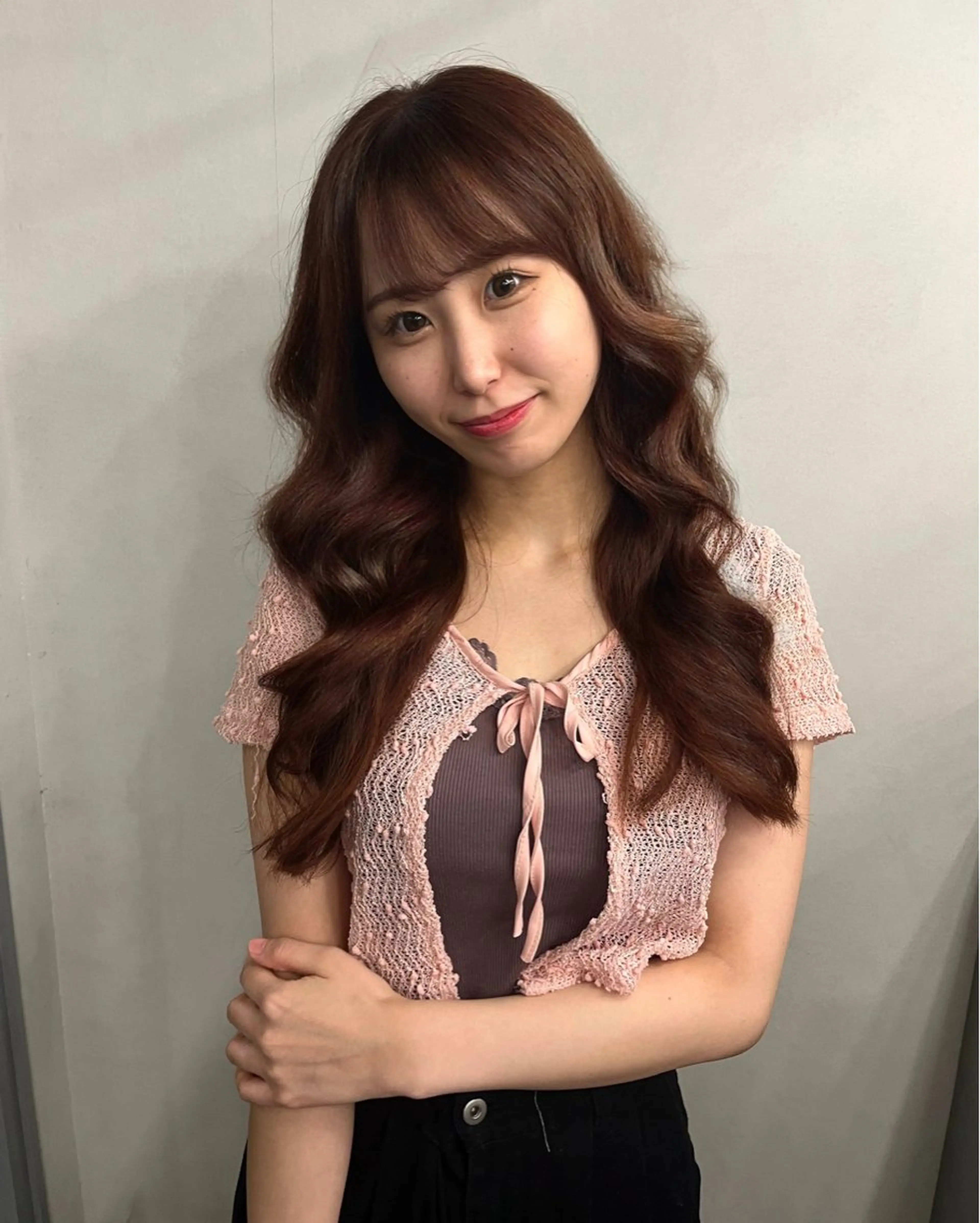 ロング オレンジブラウン ヘアカラー トリートメント 奥野碧🌈艶髪 /ダメージレスカラーのヘアスタイル