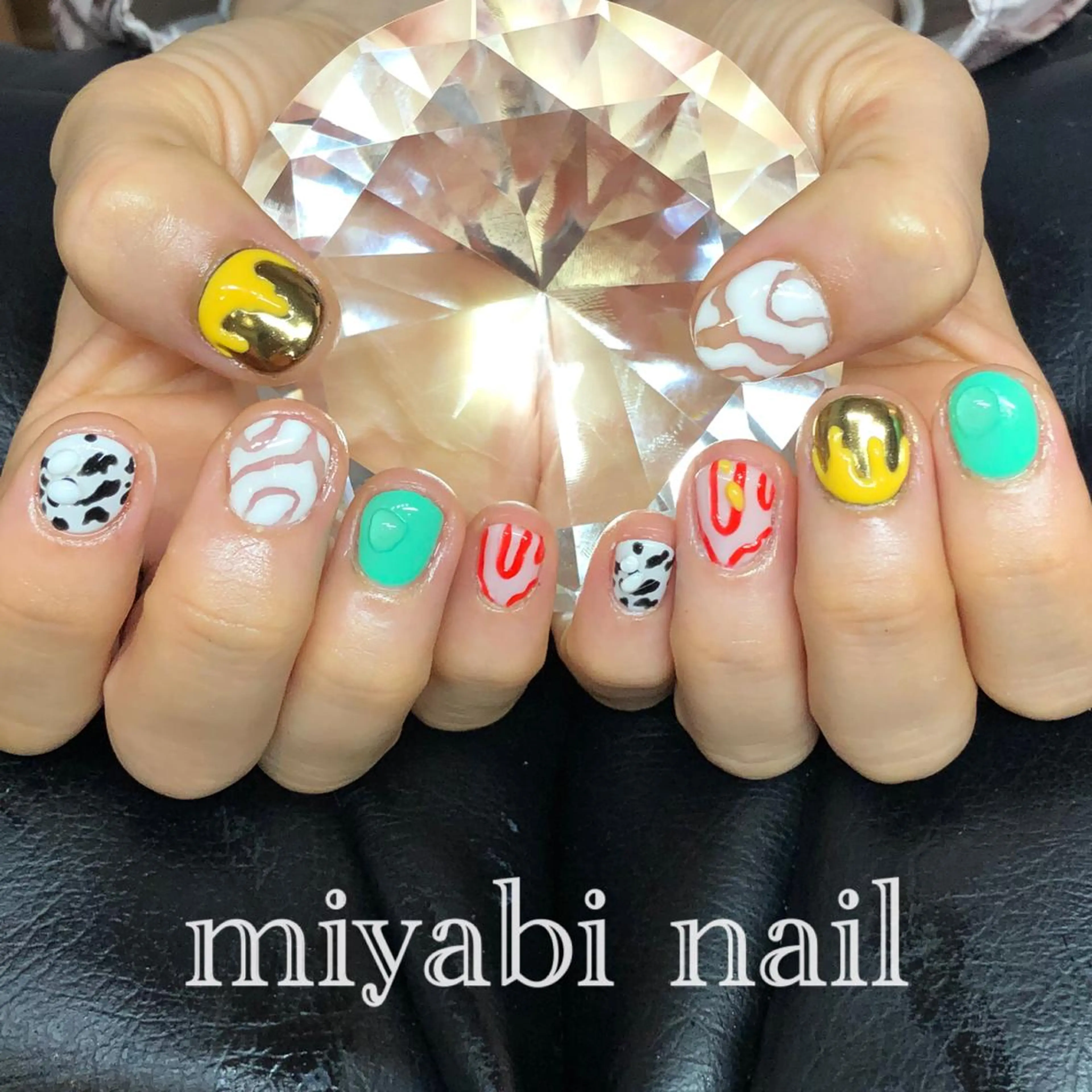 ネイル アートネイル ミラーネイル 持ち込み ショートネイル ハンドネイル miyabi nail 桂川駅近くのネイルデザイン