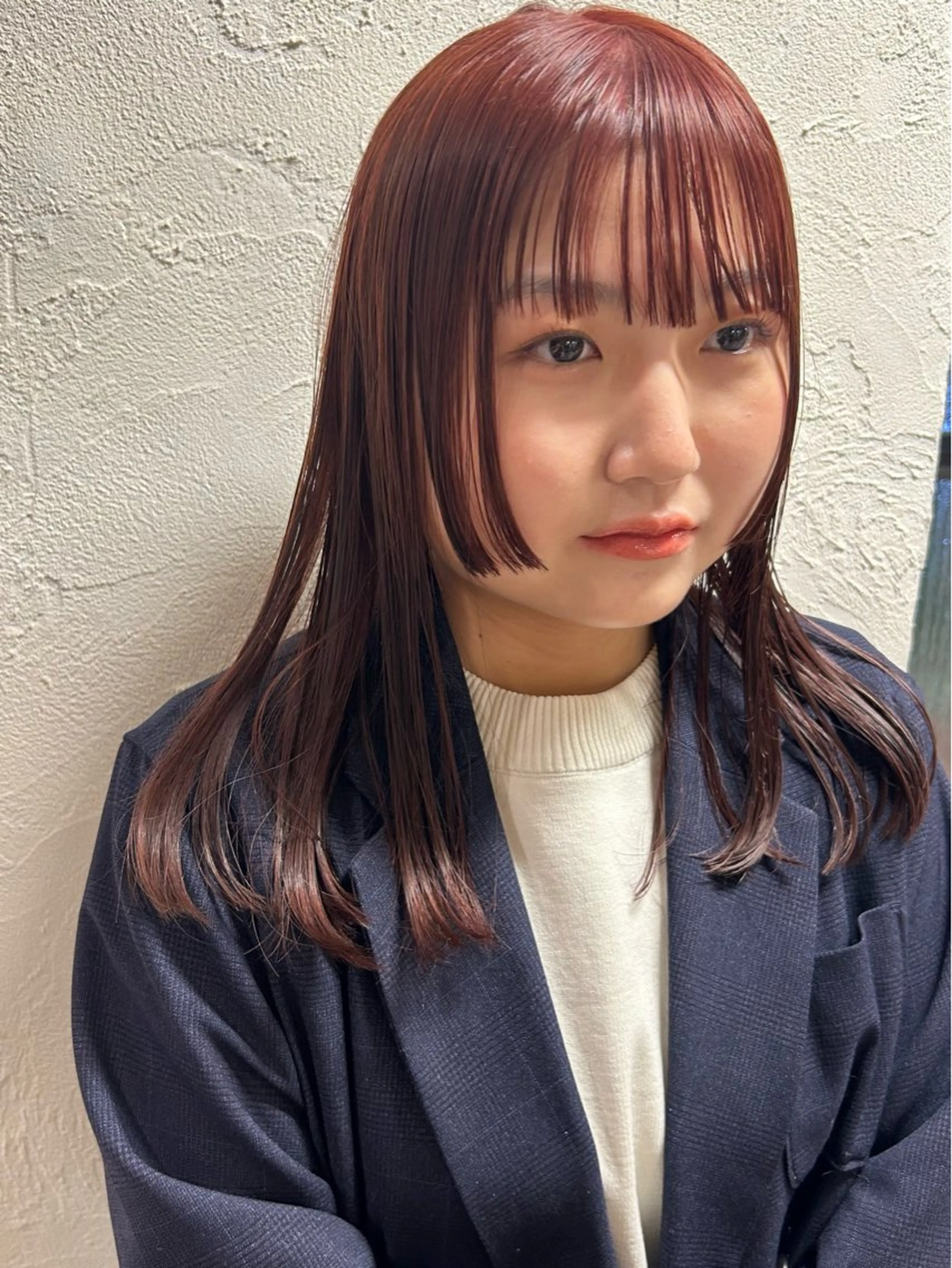 ミディアム カラー ブリーチ ダブルカラー ブリーチなしカラー レッドカラー 姫カット Riches by ENVY 西宮北口【リシェス バイ エンヴィー】所属・カラーリスト IKUHOのヘアスタイル