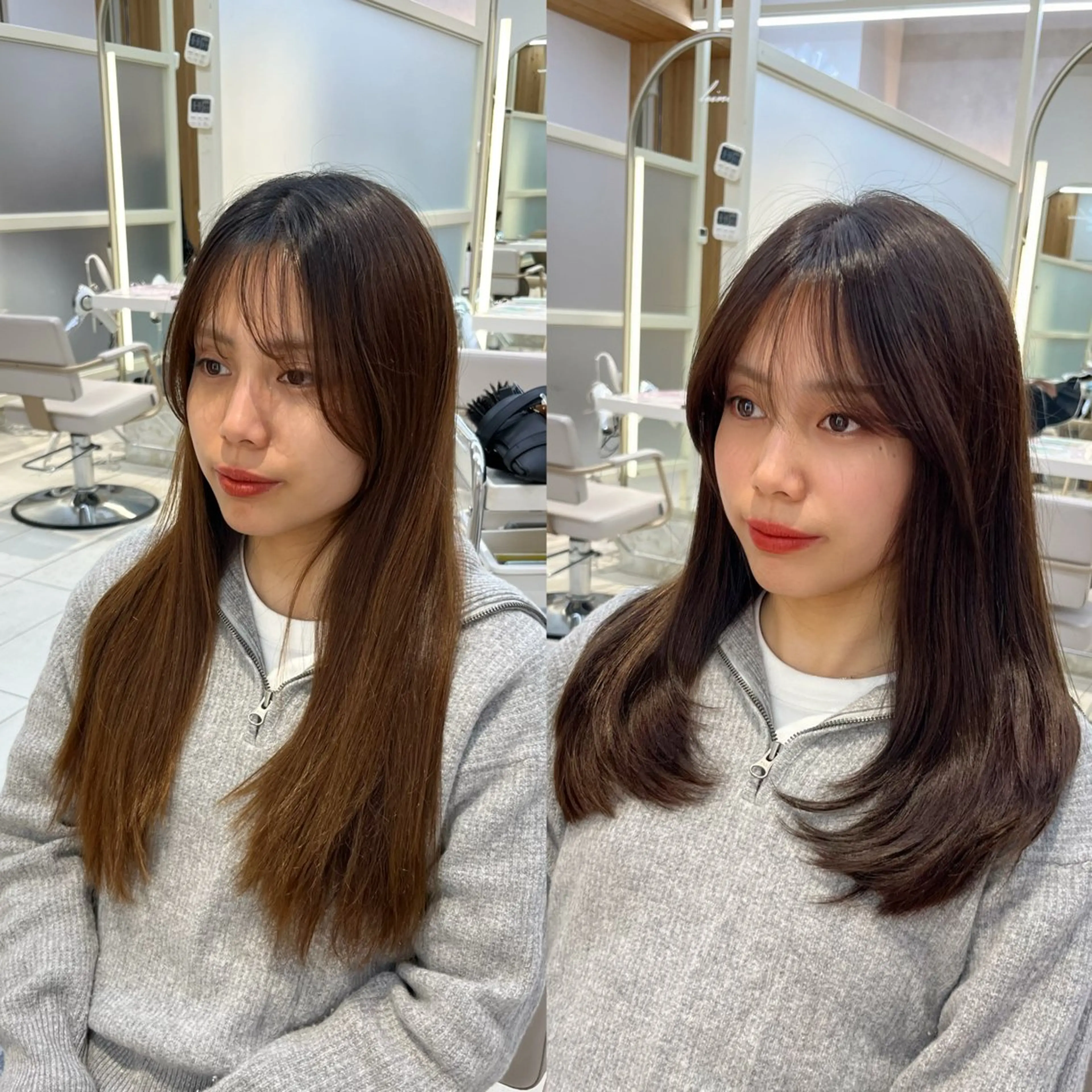 セミロング 似合わせレイヤー 透明感カラーのヘアスタイル