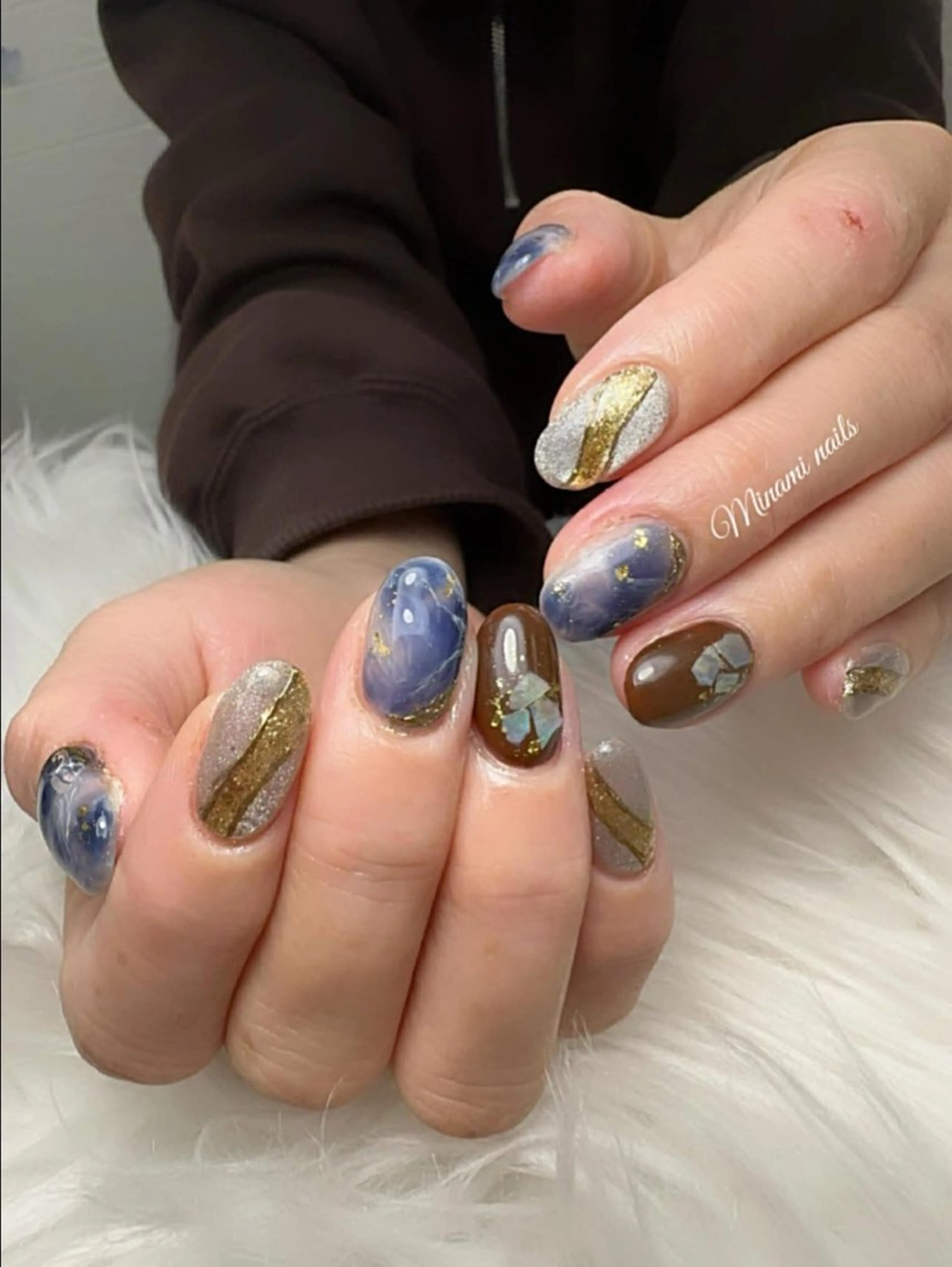 ネイル アートネイル オーロラネイル ガーリー キラキラネイル 韓国ネイル ハンドネイル Minami Nailsのネイルデザイン