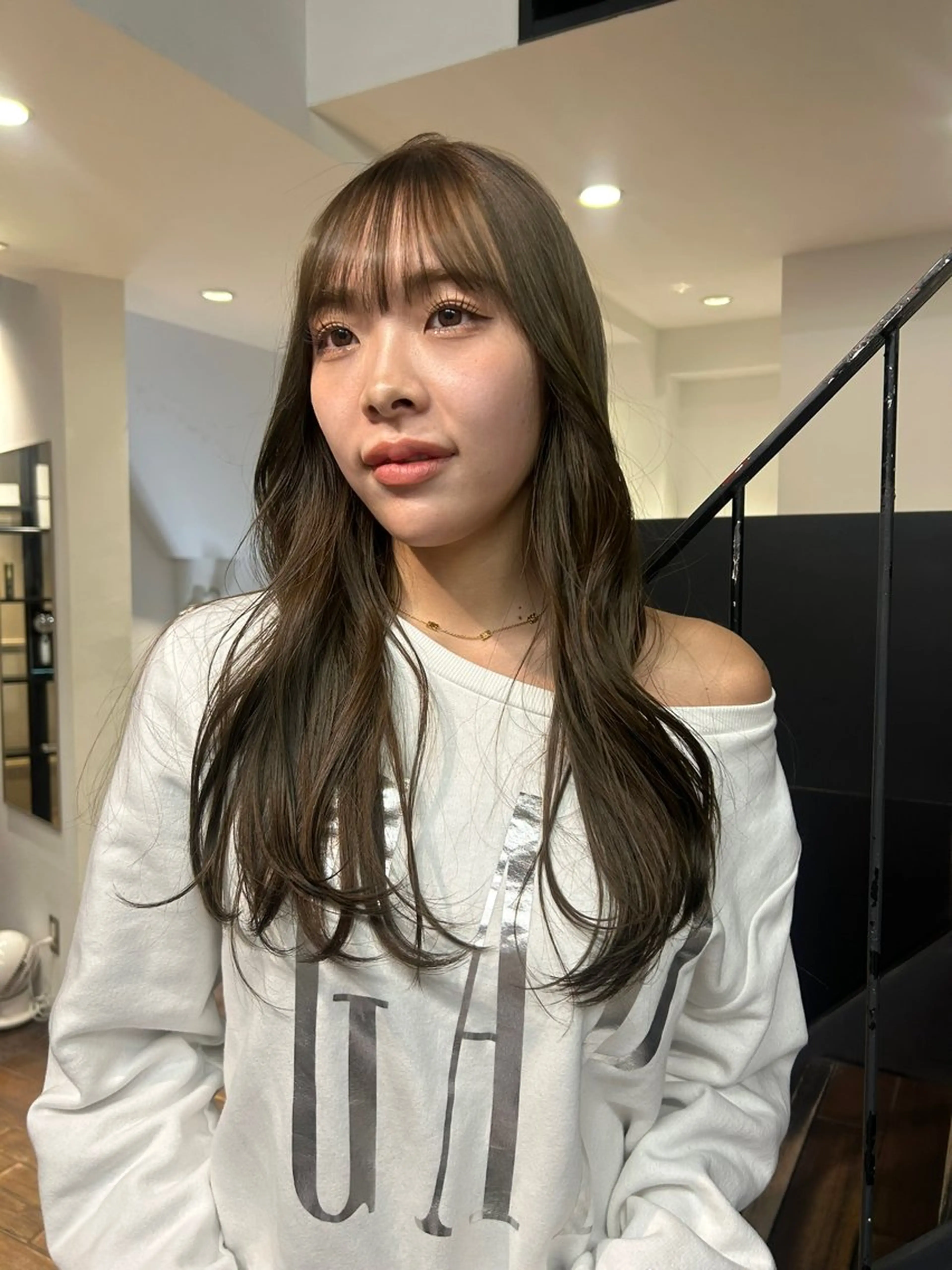 ロング カラー パーマ カット ヘアカラー レイヤー/透明感/ ブリーチなし/わかなのヘアスタイル