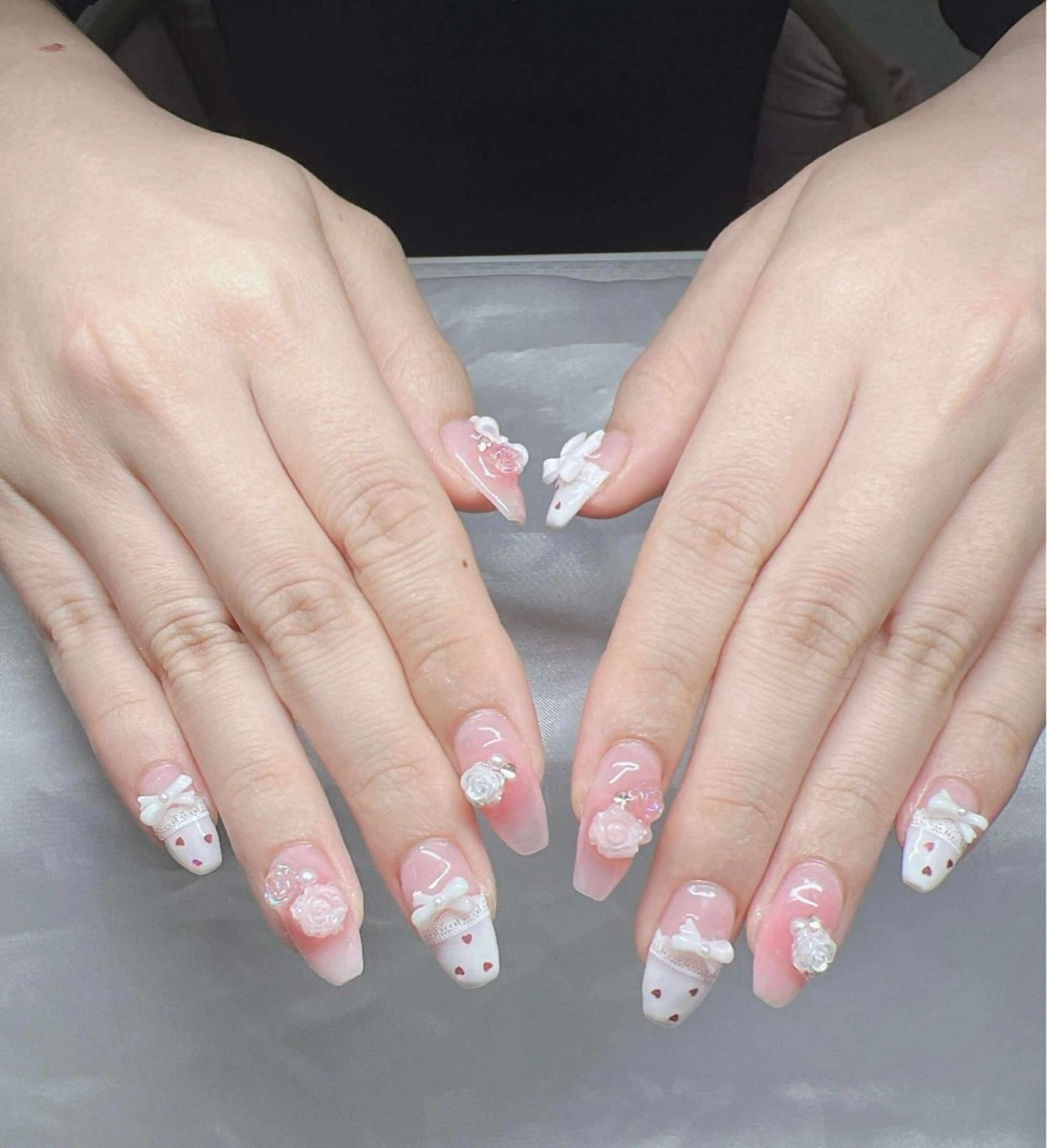 ネイル 長さ出し グラデーション 卒業式 キラキラネイル マグネットネイル ハンドネイル Lee Nailsのネイルデザイン