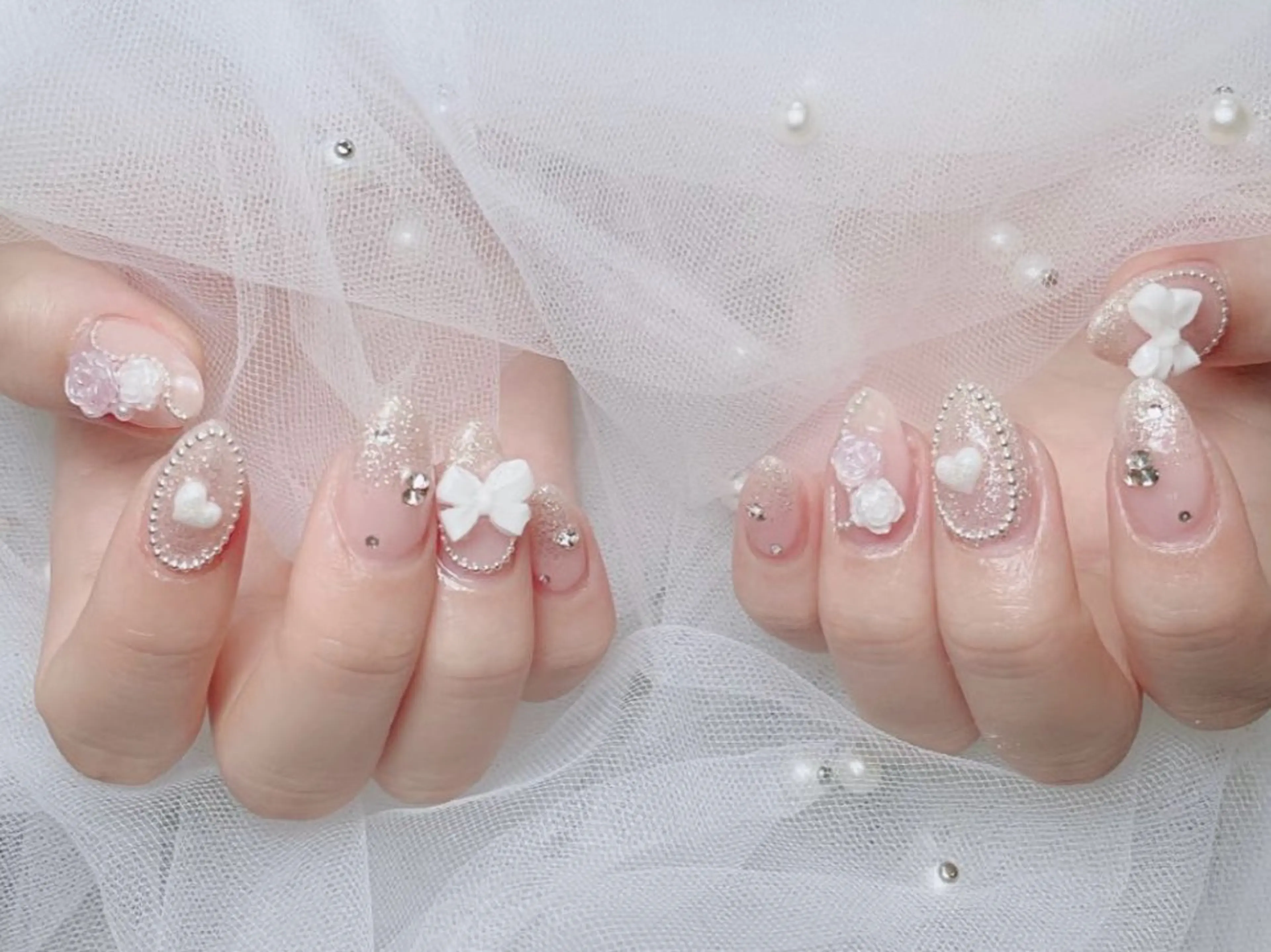 ネイル フレンチネイル ジェルネイル ハート 韓国ネイル マグネットネイル ハンドネイル ネイルサロン lotusのネイルデザイン