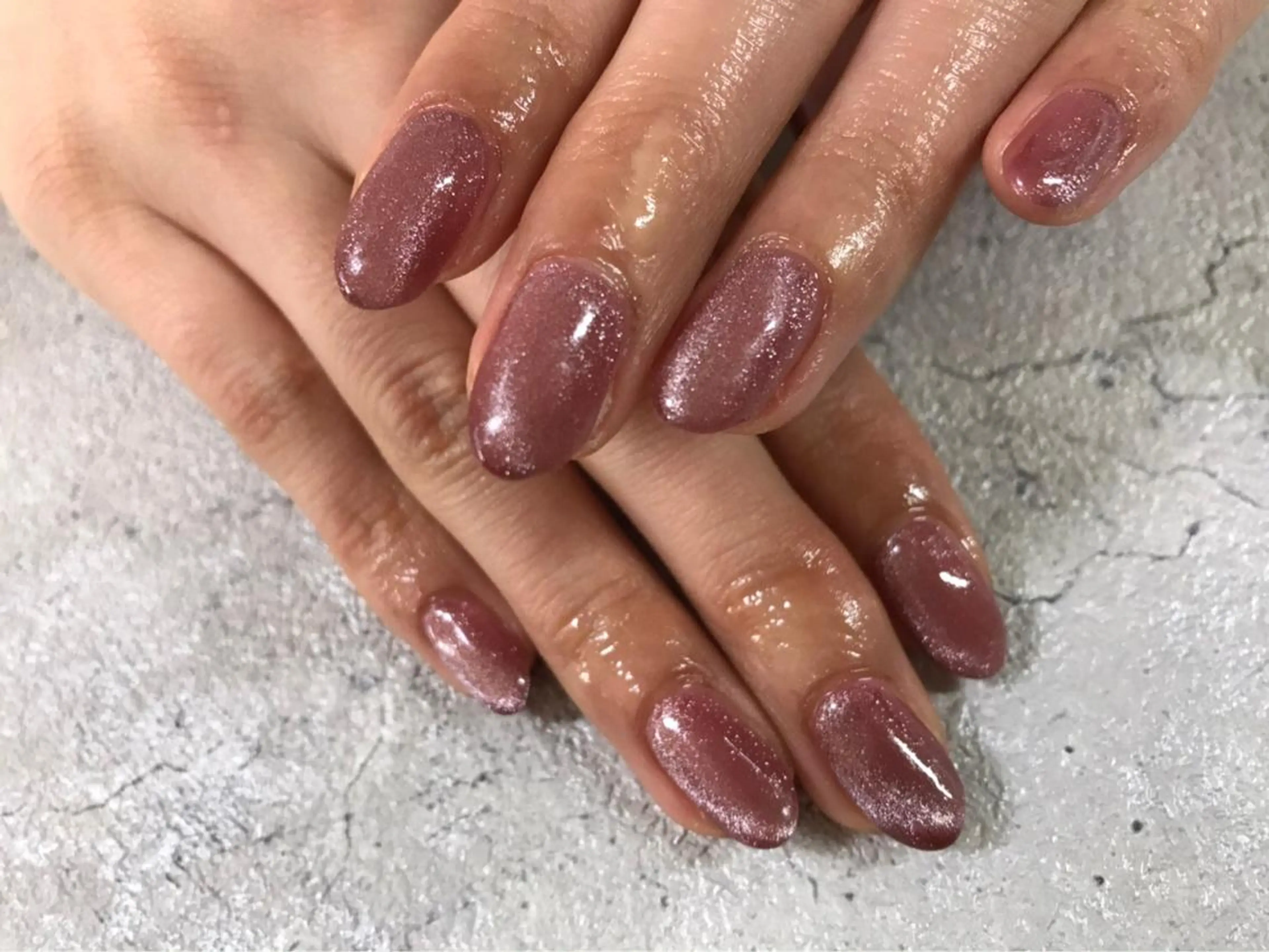 ネイル マグネットネイル パープル ハンドネイル Mogu nail 二子玉川のネイルデザイン