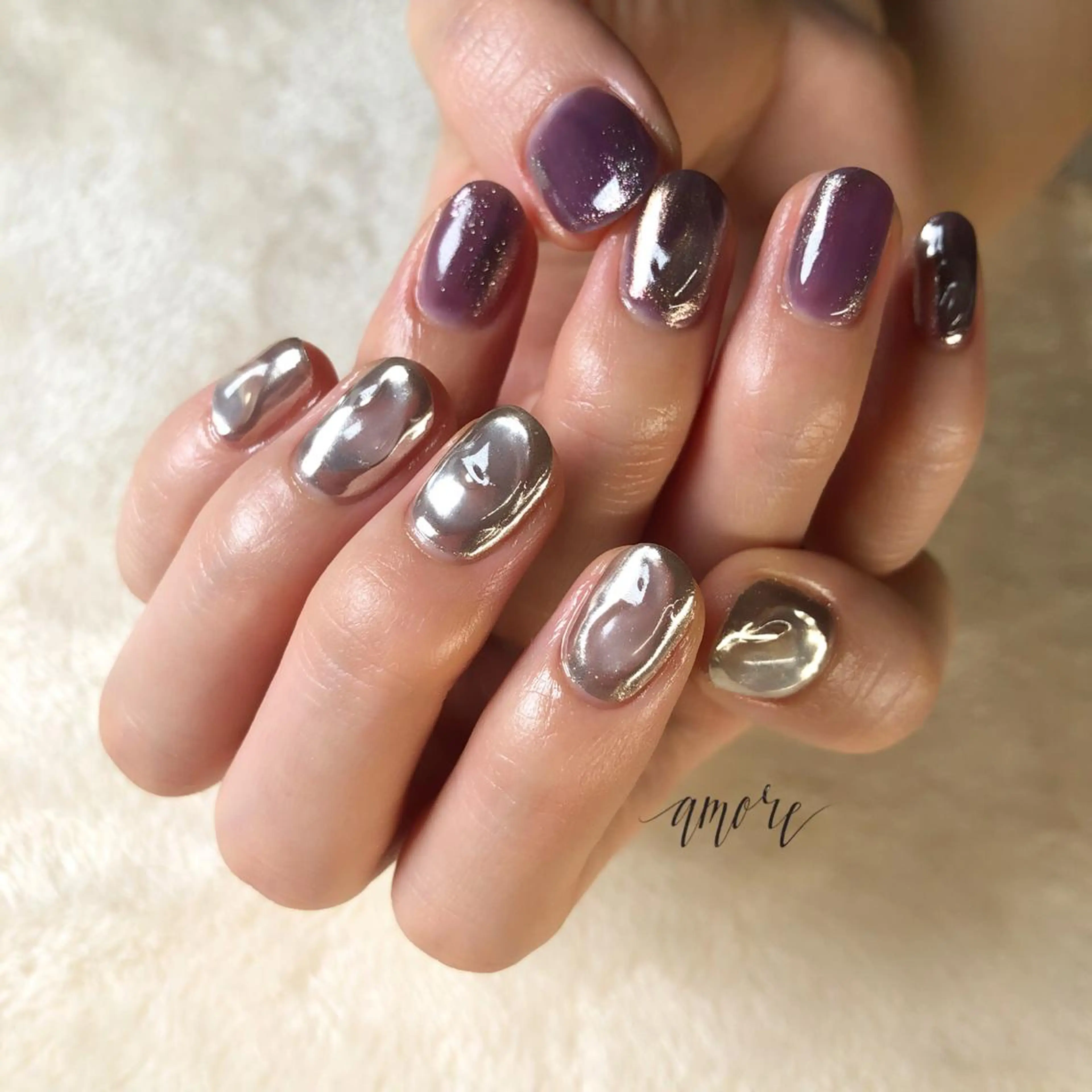 ネイル ジェルネイル ミラーネイル ニュアンスネイル 春ネイル You kyehwaのネイルデザイン