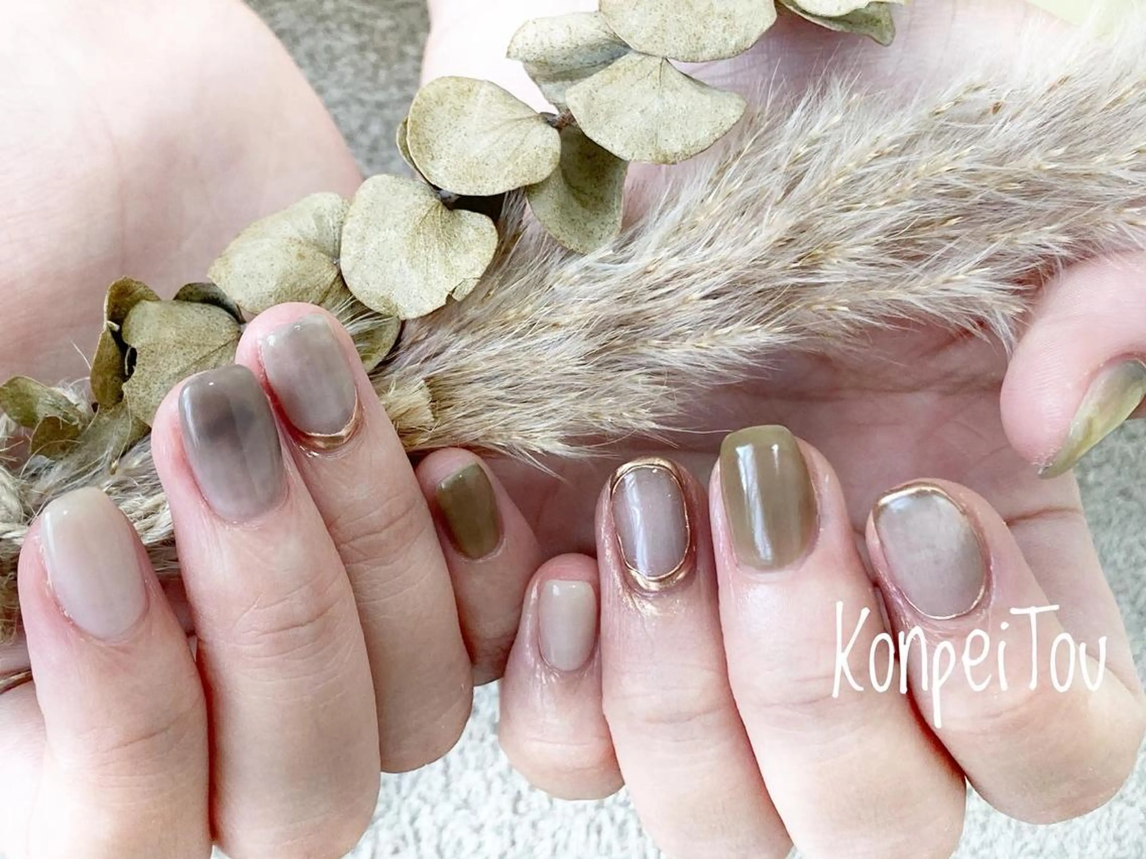 ネイル ニュアンスネイル ハンドネイル おうちのネイルサロン　konpeiTou〜こんぺいとう〜所属・おうちのネイルサロン KonpeiTouのネイルデザイン