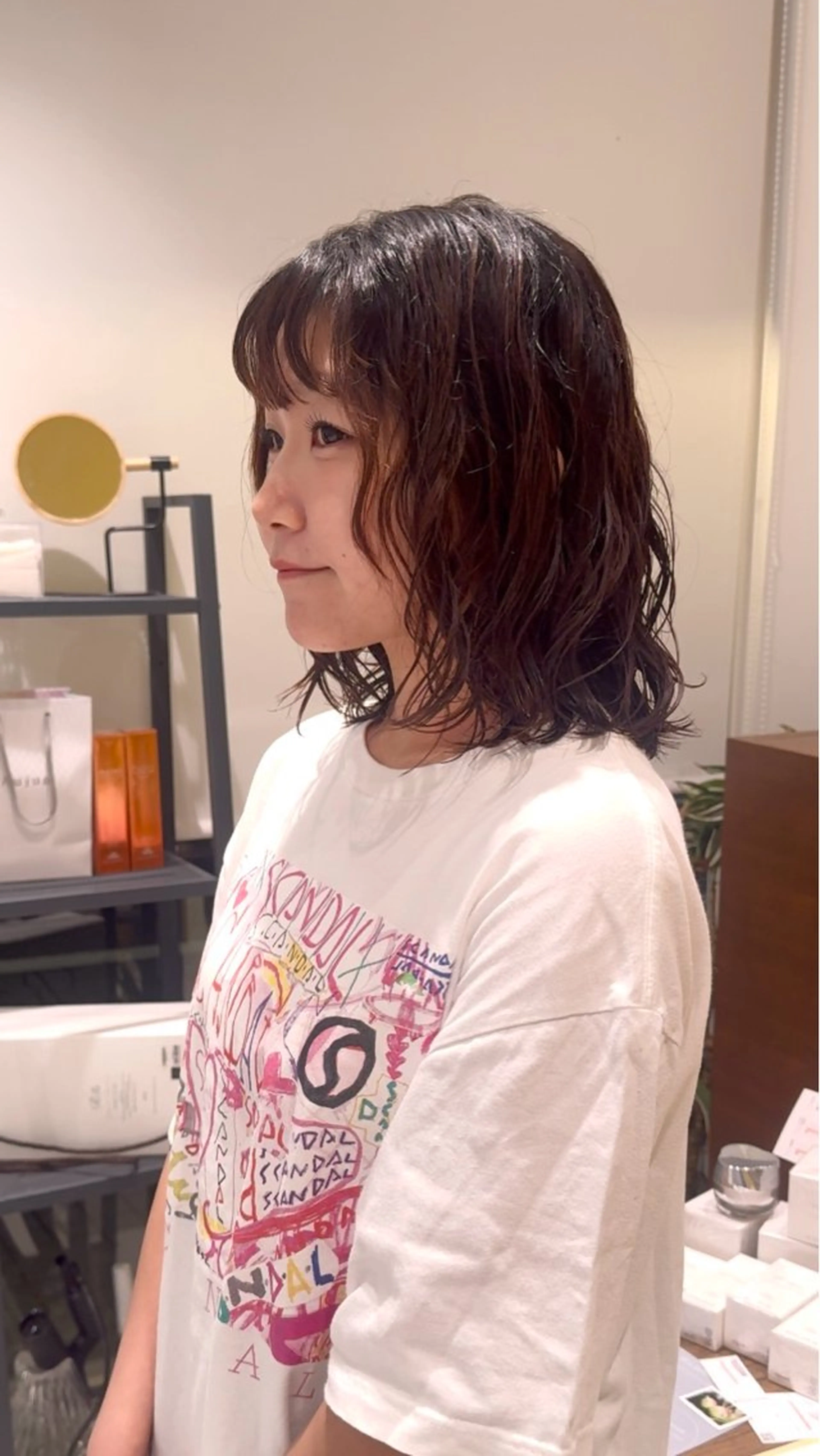 ミディアム ミディアムパーマ ボブ イヌマル カリンのヘアスタイル