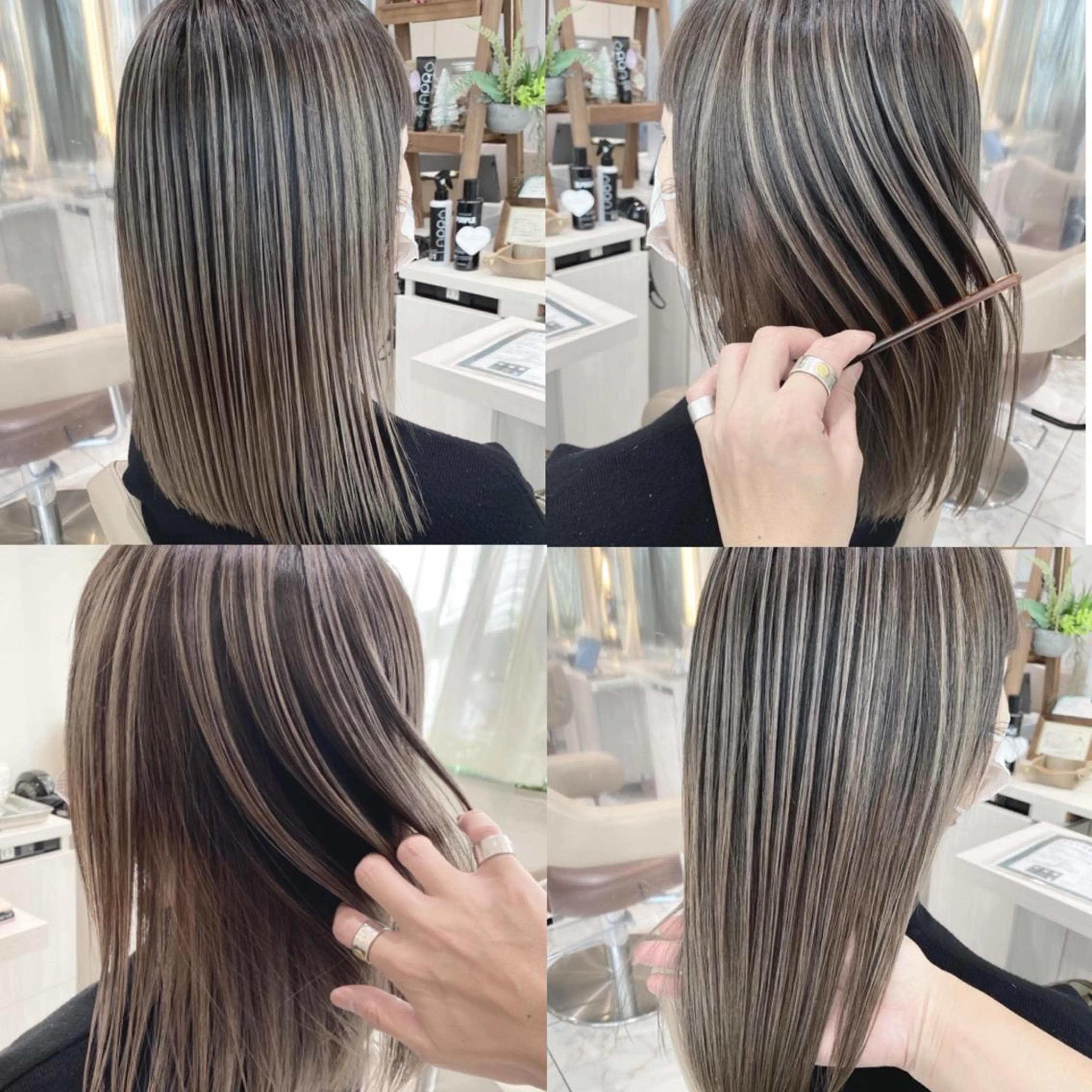 セミロング カラー バレイヤージュ 髪質改善 レイヤーカット カット ヘアカラー トリートメント 山崎俊輔/髪質改善 /バレイヤージュのヘアスタイル